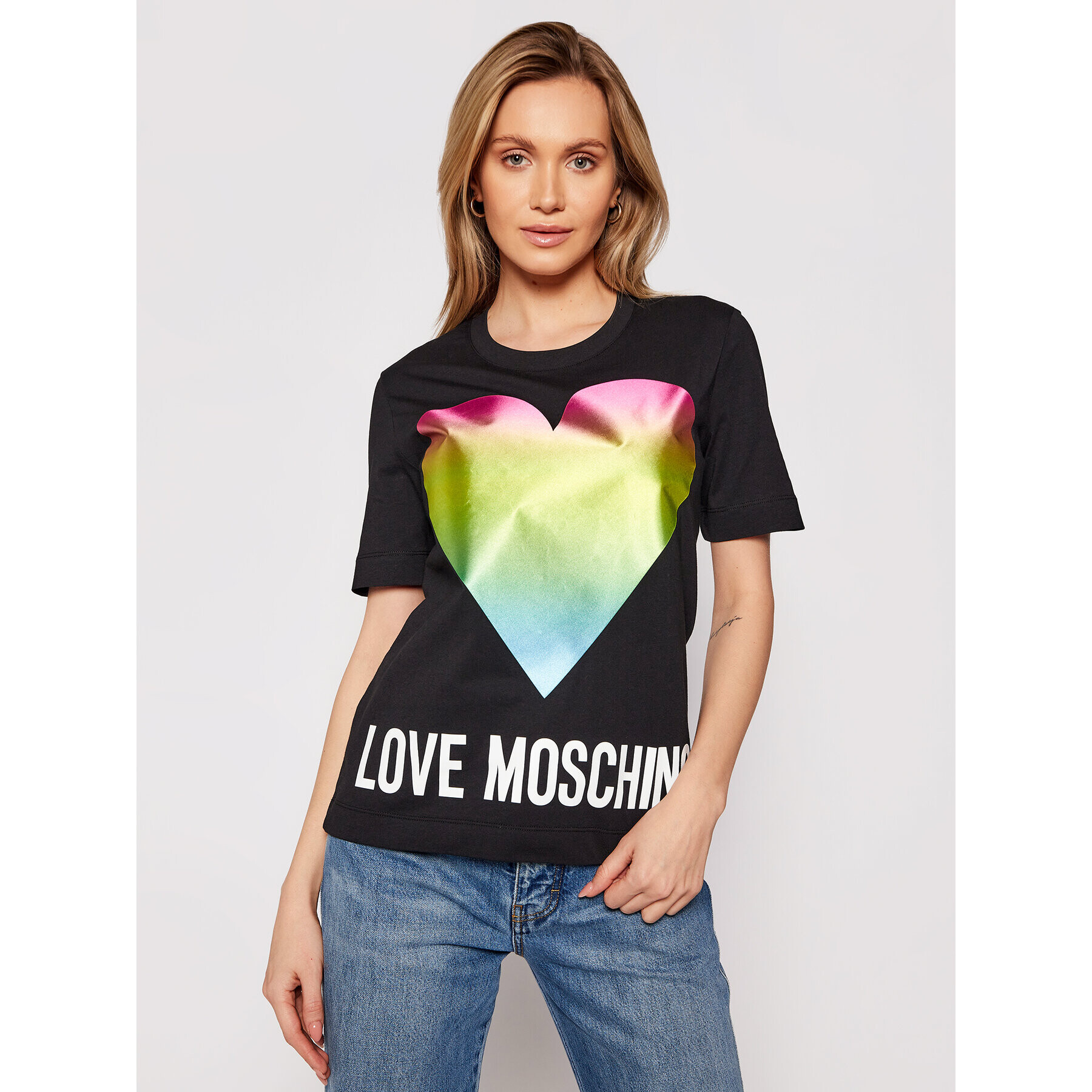 LOVE MOSCHINO Тишърт W4F152TM 3876 Черен Regular Fit - Pepit.bg