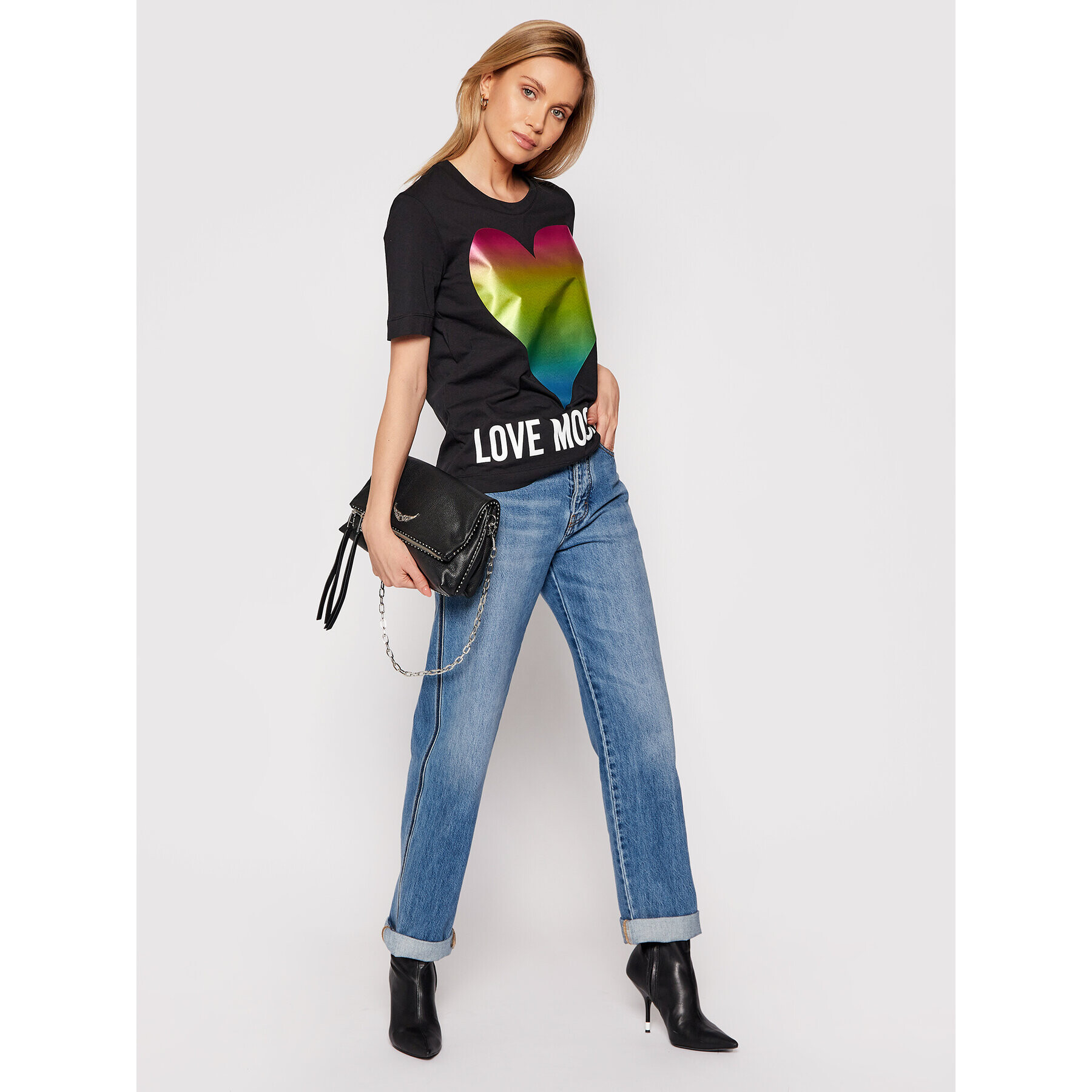 LOVE MOSCHINO Тишърт W4F152TM 3876 Черен Regular Fit - Pepit.bg