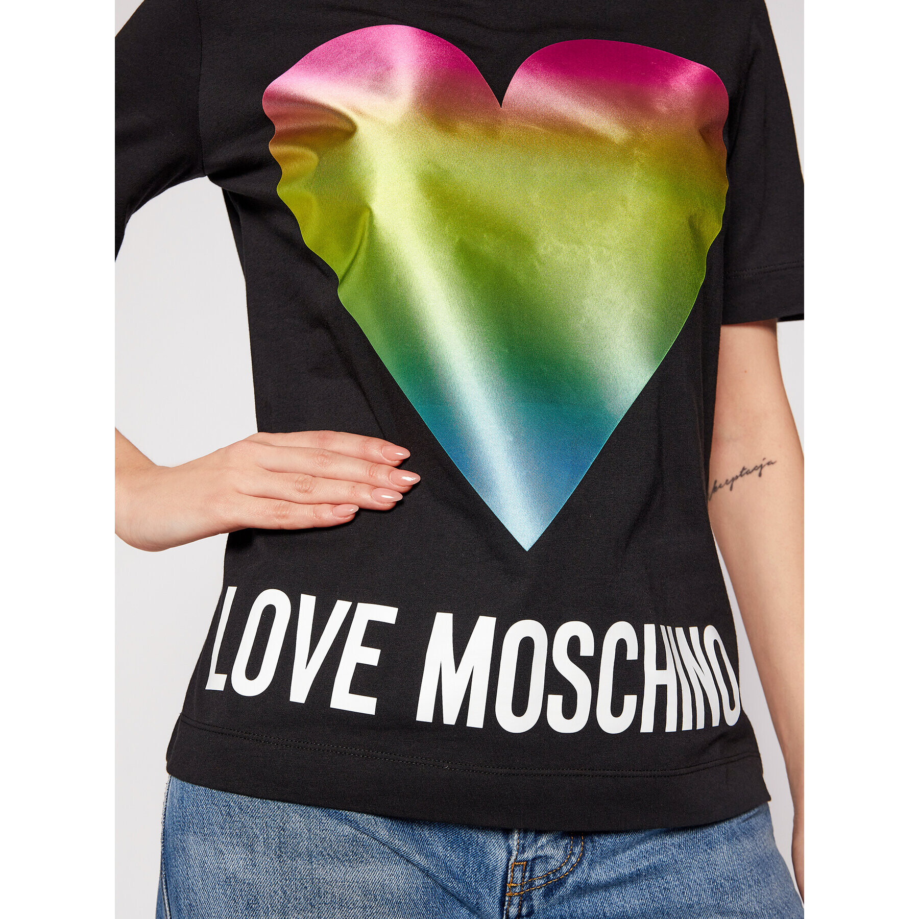 LOVE MOSCHINO Тишърт W4F152TM 3876 Черен Regular Fit - Pepit.bg