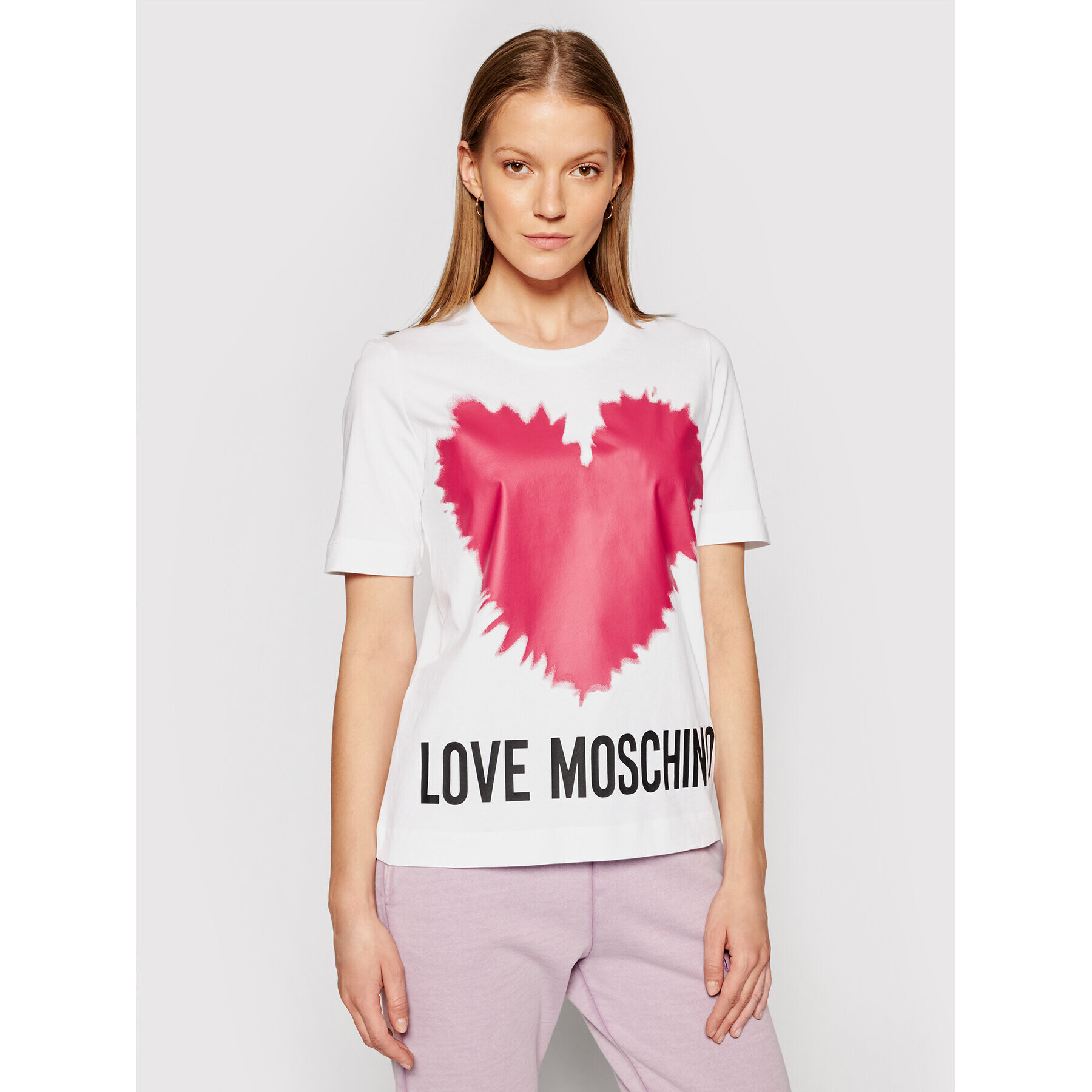 LOVE MOSCHINO Тишърт W4F153AM 3876 Бял Regular Fit - Pepit.bg