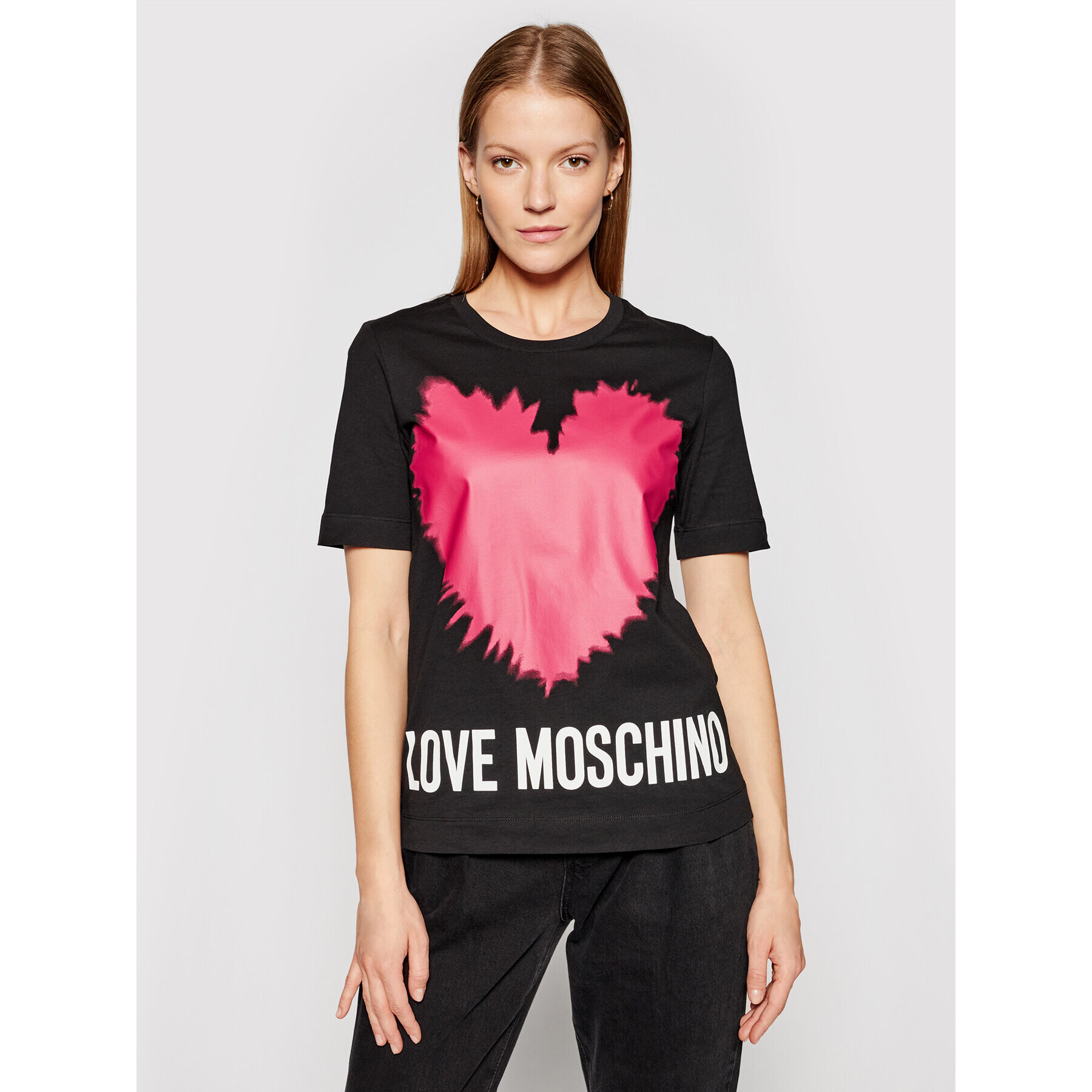 LOVE MOSCHINO Тишърт W4F153AM 3876 Черен Regular Fit - Pepit.bg