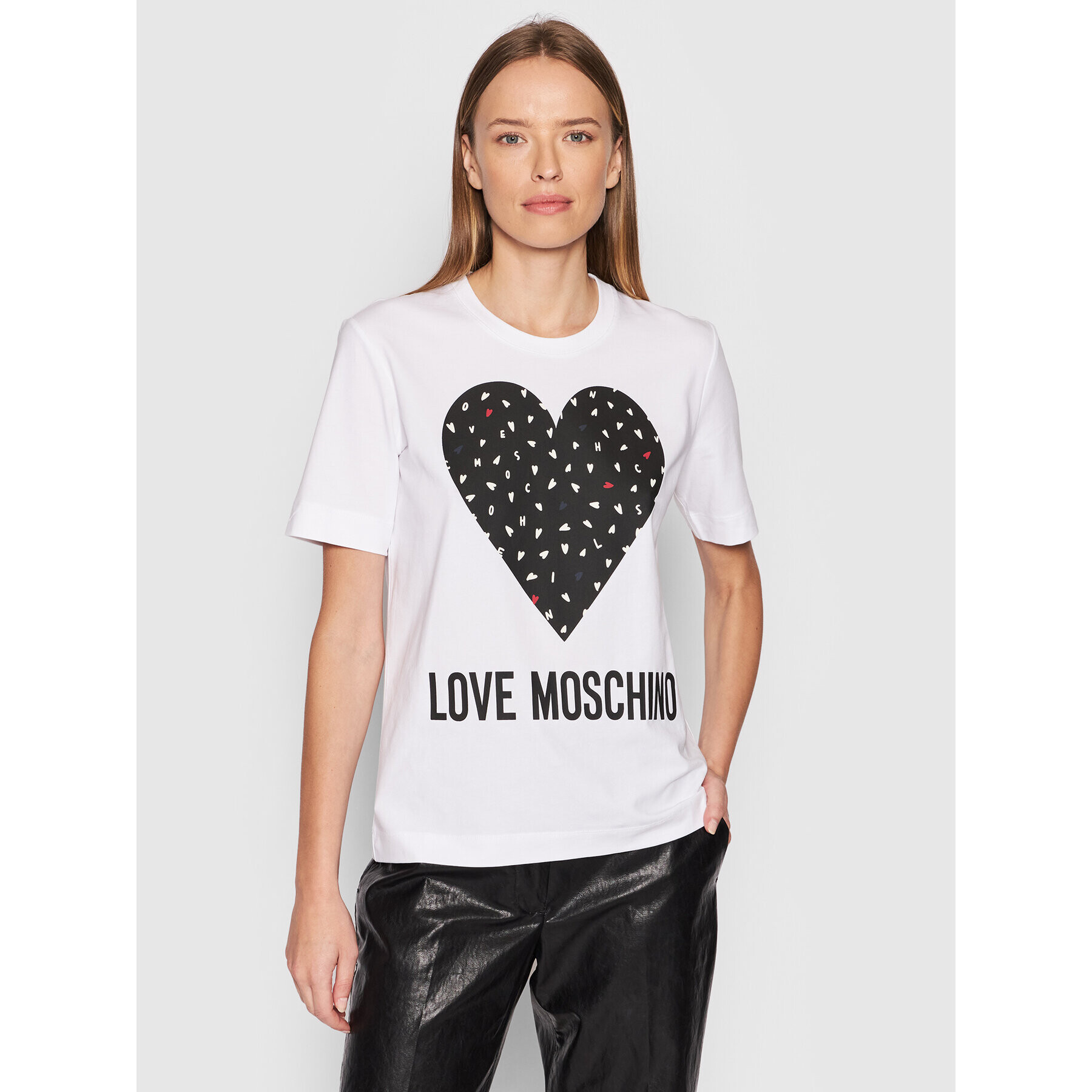 LOVE MOSCHINO Тишърт W4F153FE 1951 Бял Regular Fit - Pepit.bg