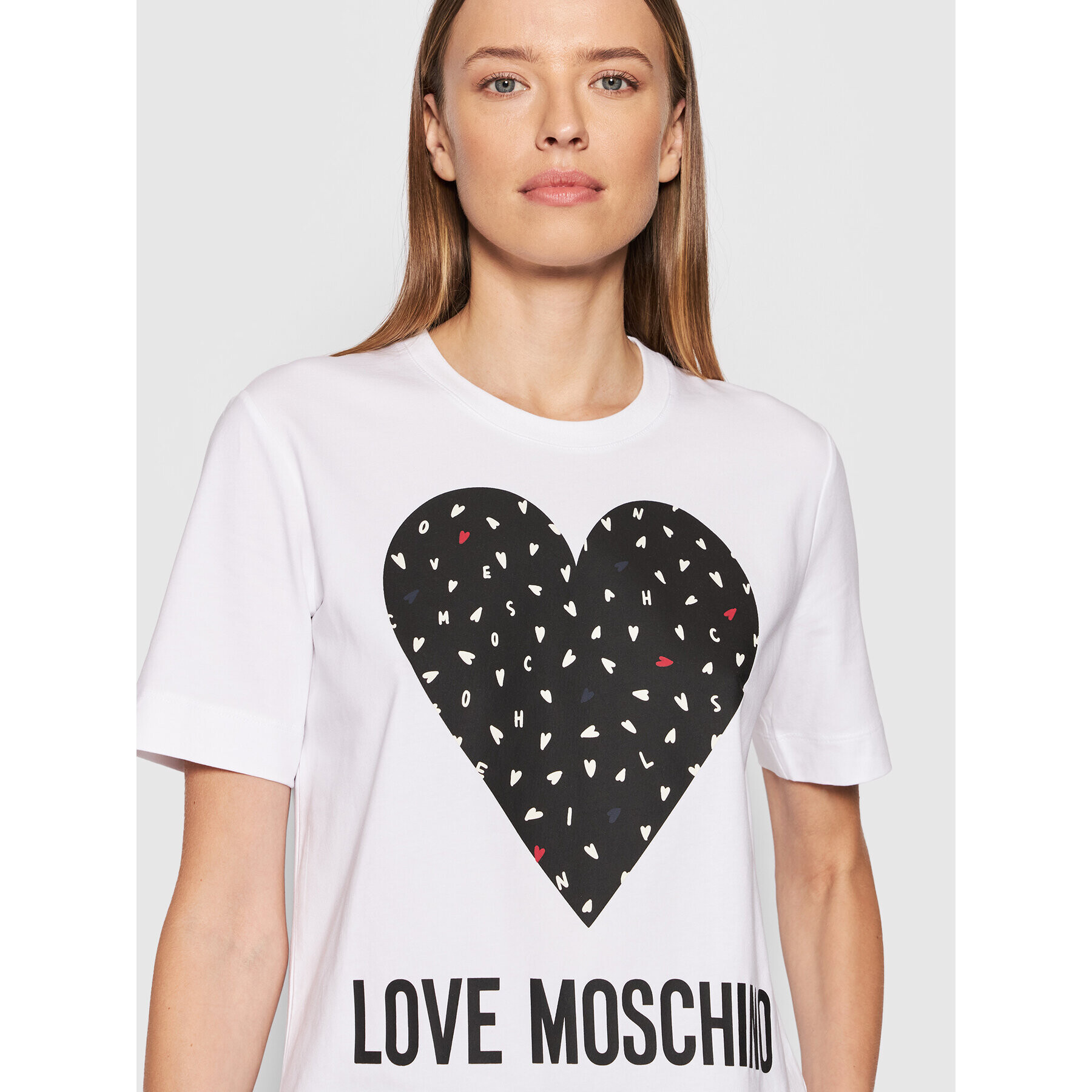 LOVE MOSCHINO Тишърт W4F153FE 1951 Бял Regular Fit - Pepit.bg