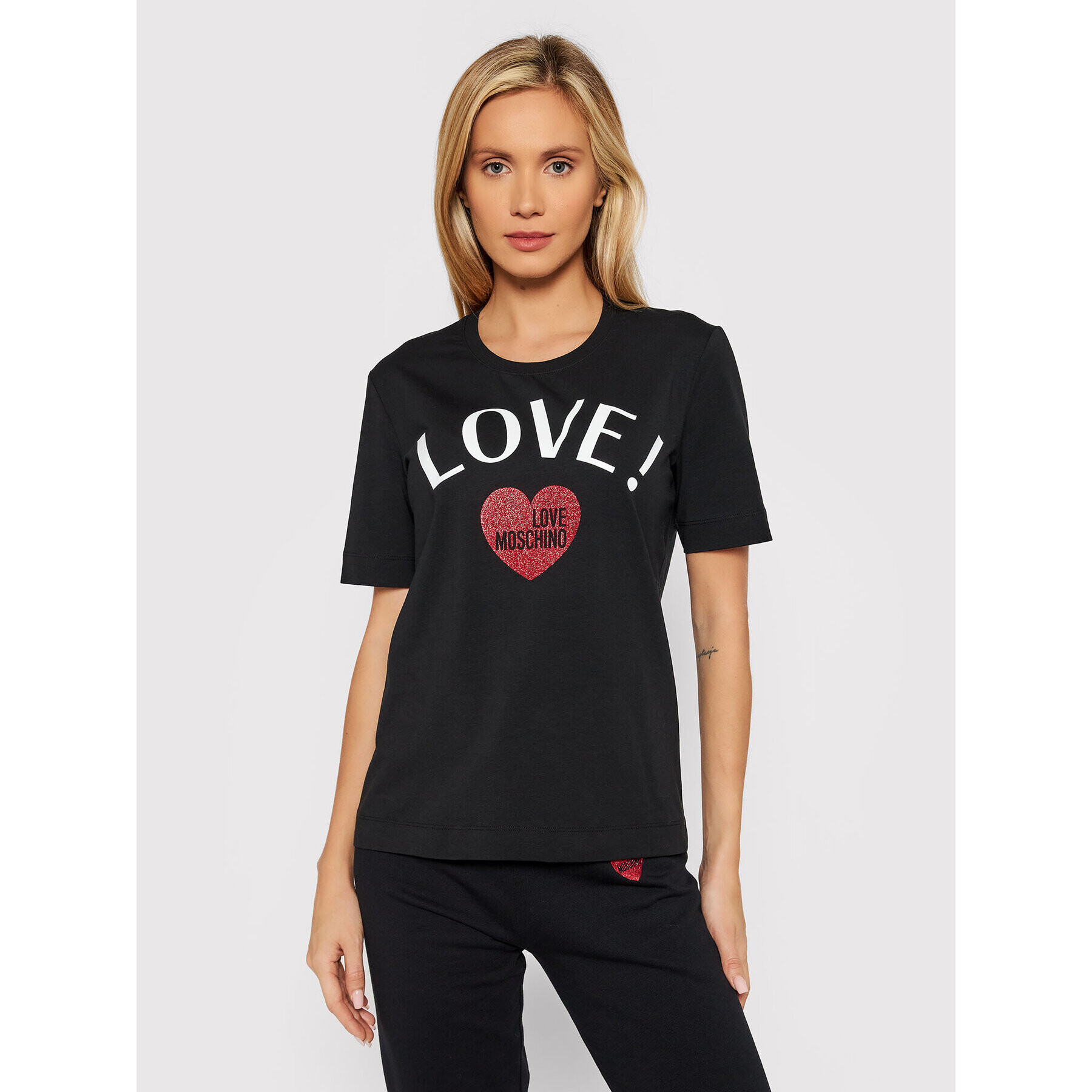 LOVE MOSCHINO Тишърт W4F153GE 1951 Черен Regular Fit - Pepit.bg