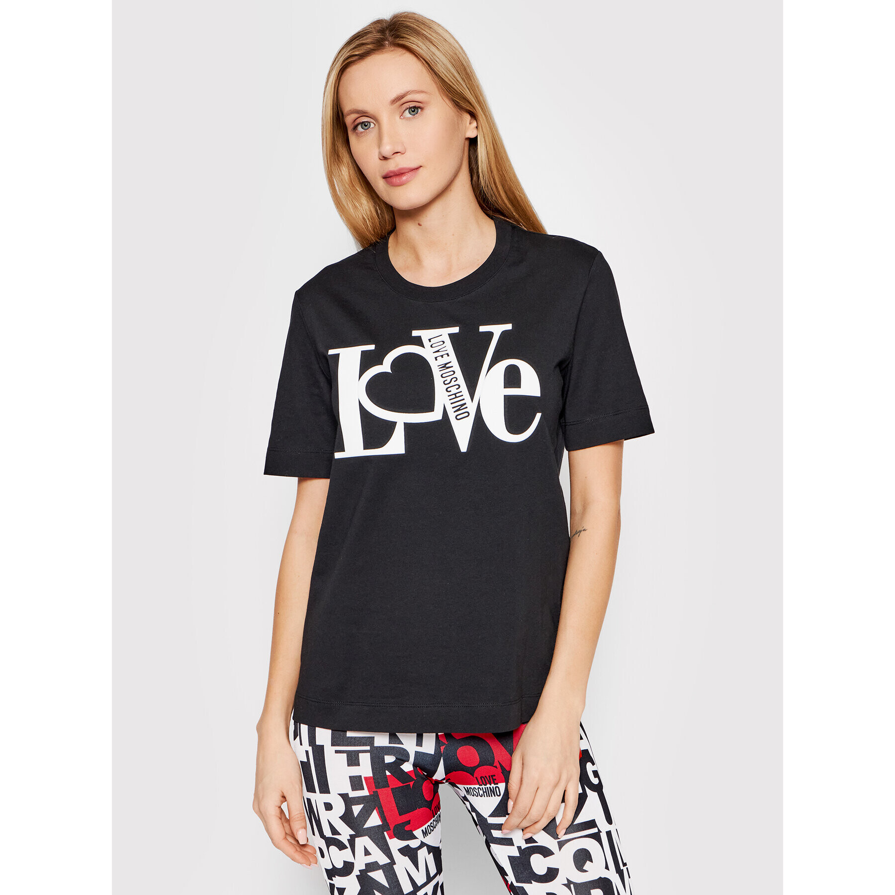 LOVE MOSCHINO Тишърт W4F153MM 3876 Черен Regular Fit - Pepit.bg