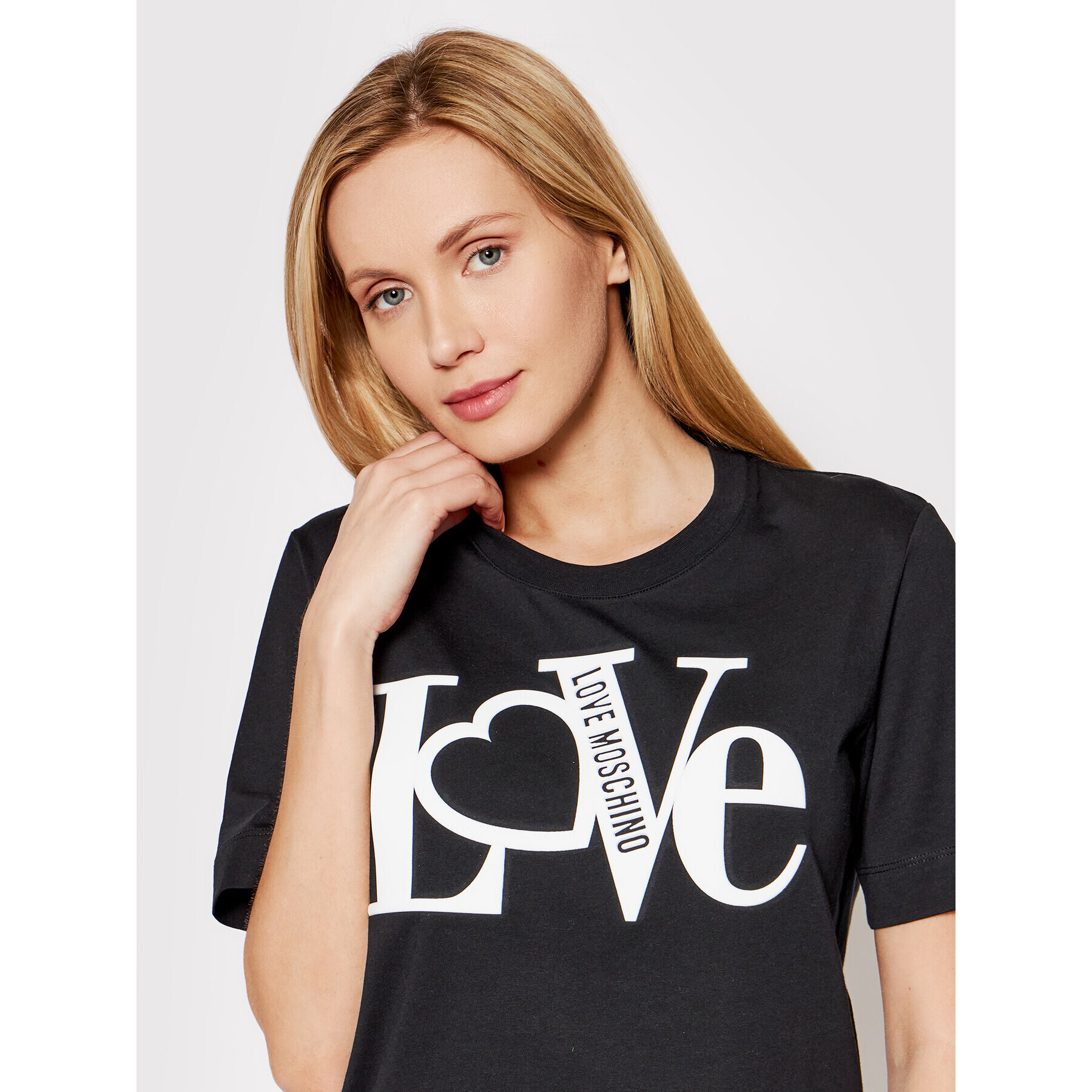 LOVE MOSCHINO Тишърт W4F153MM 3876 Черен Regular Fit - Pepit.bg