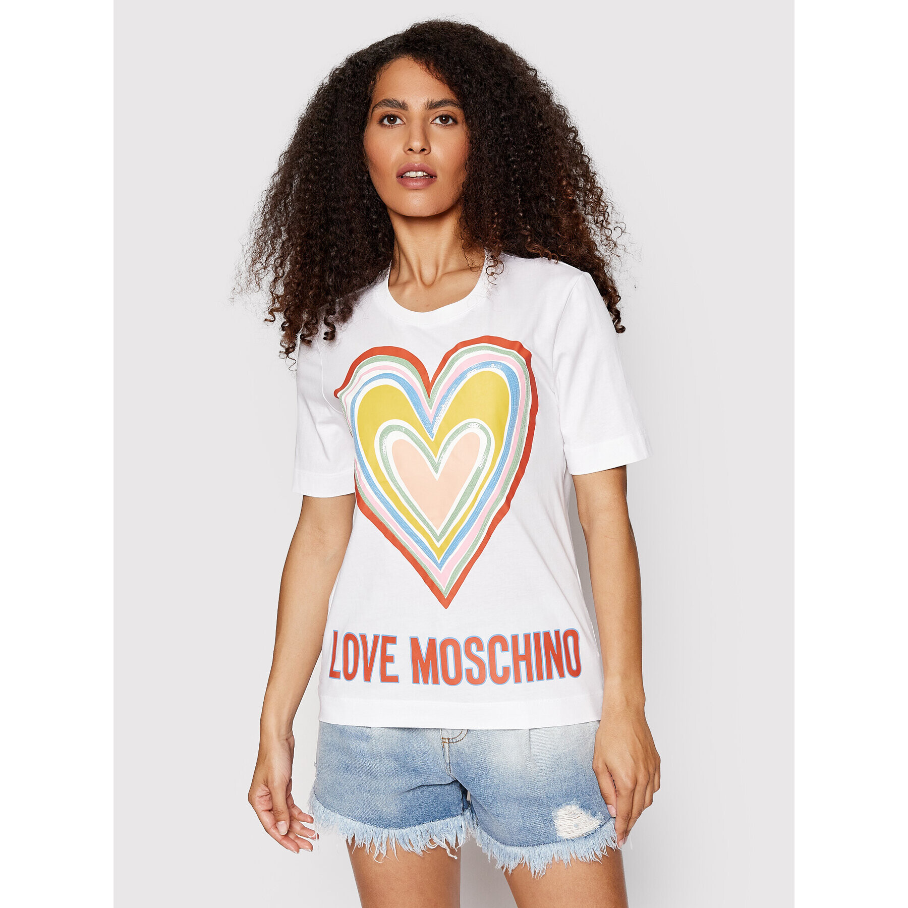 LOVE MOSCHINO Тишърт W4F153OM 3876 Бял Regular Fit - Pepit.bg