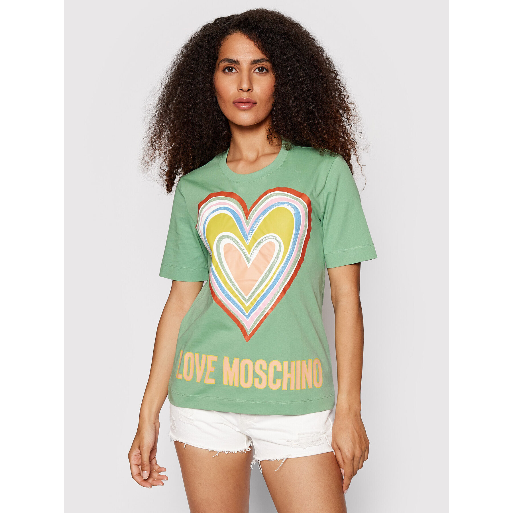 LOVE MOSCHINO Тишърт W4F153OM 3876 Зелен Regular Fit - Pepit.bg