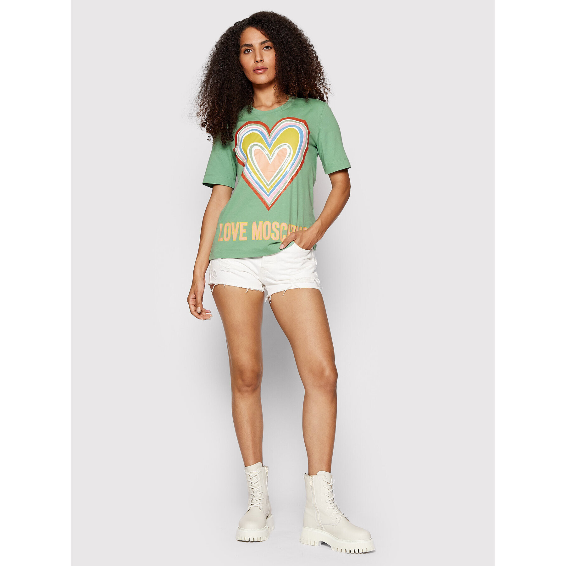 LOVE MOSCHINO Тишърт W4F153OM 3876 Зелен Regular Fit - Pepit.bg