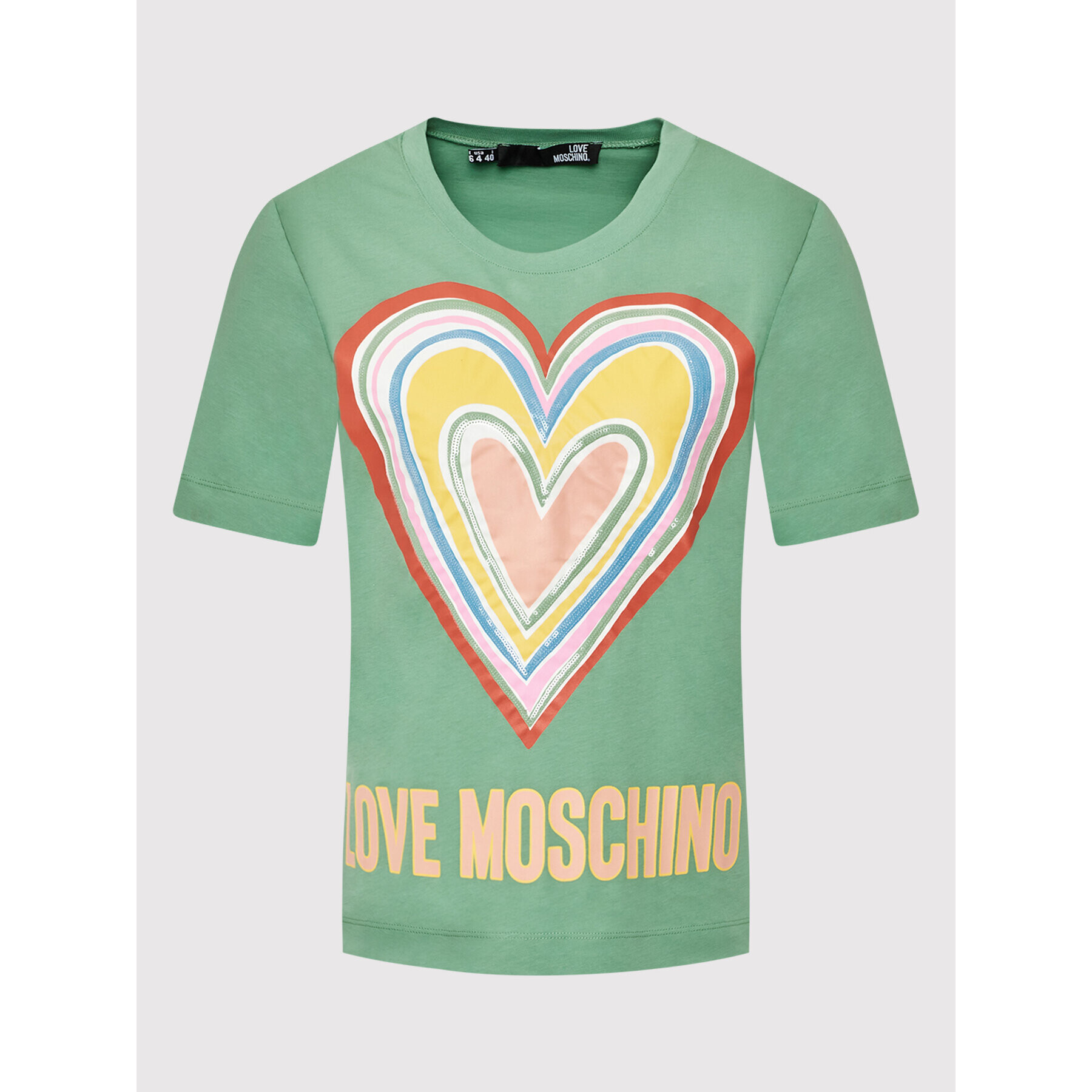 LOVE MOSCHINO Тишърт W4F153OM 3876 Зелен Regular Fit - Pepit.bg