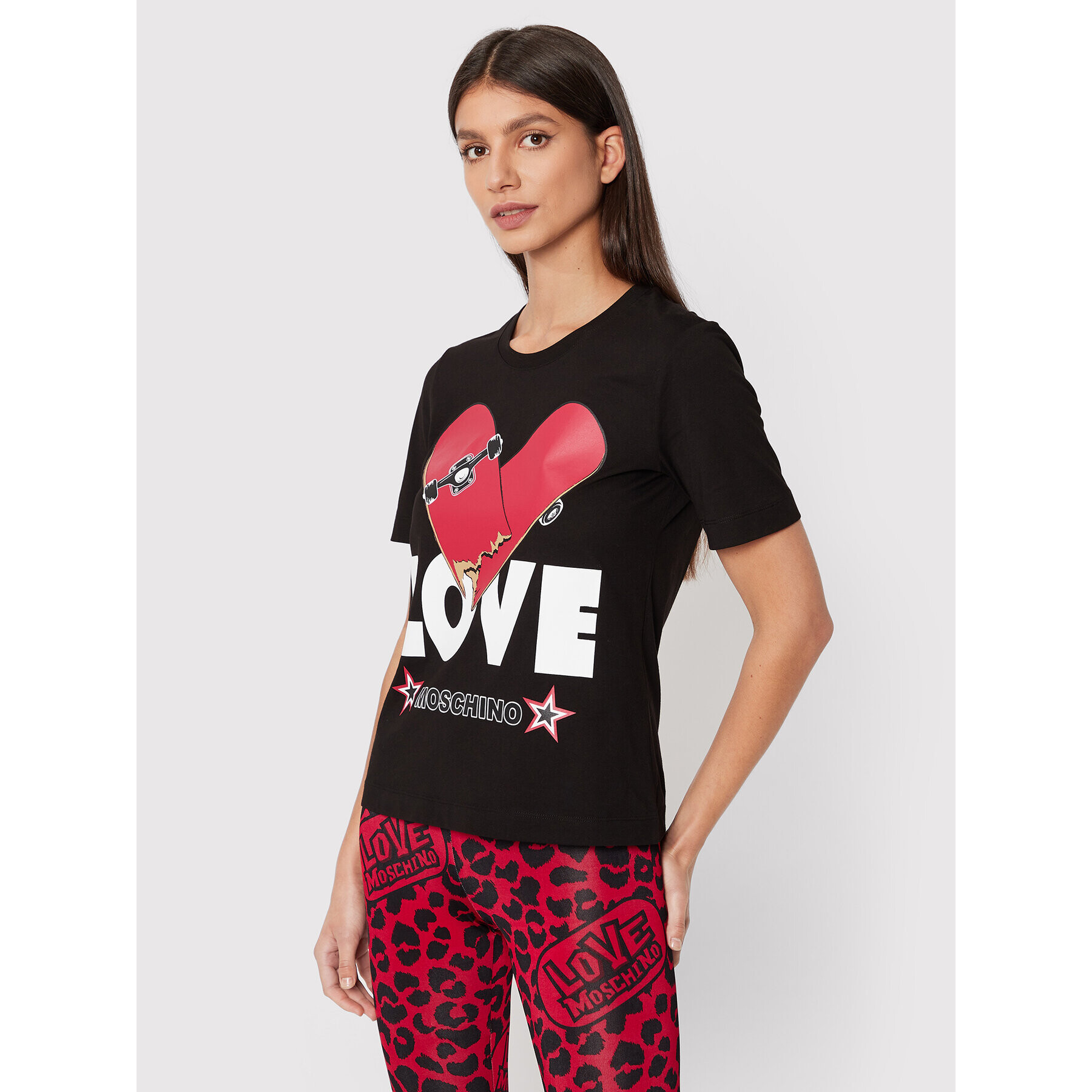 LOVE MOSCHINO Тишърт W4F153SM 3876 Черен Regular Fit - Pepit.bg