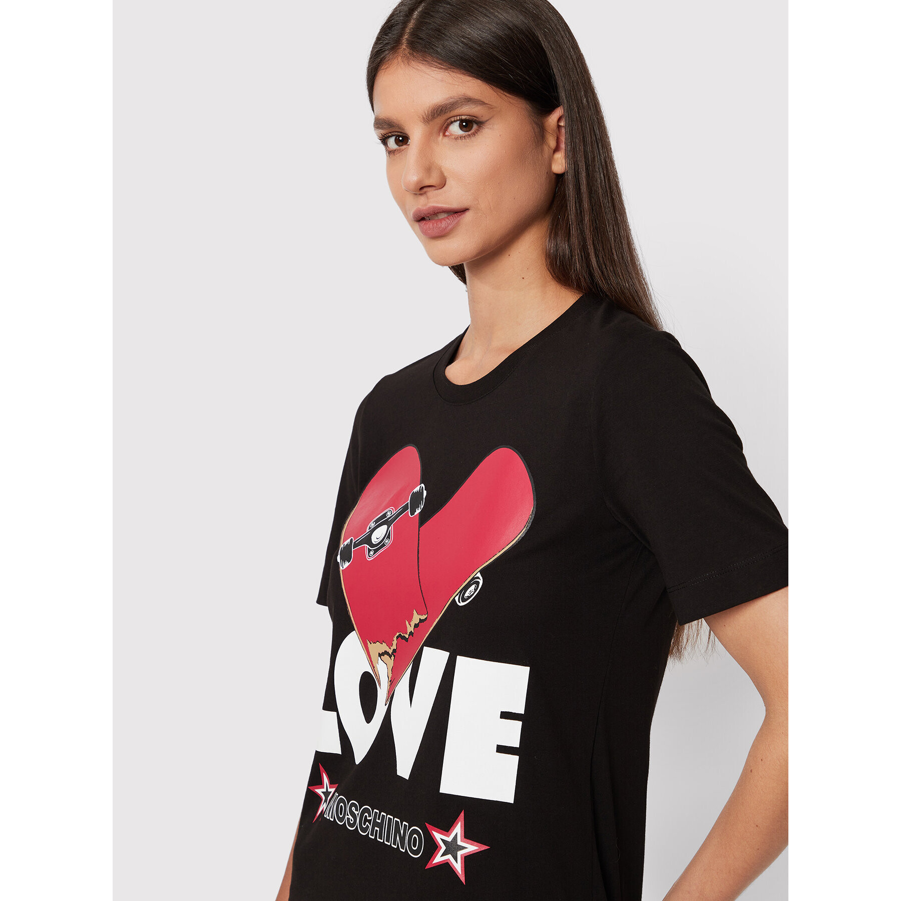 LOVE MOSCHINO Тишърт W4F153SM 3876 Черен Regular Fit - Pepit.bg