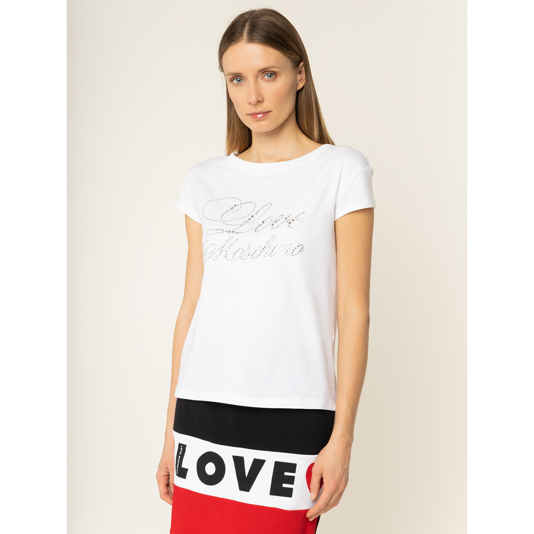 LOVE MOSCHINO Тишърт W4F301IE 2065 Бял Regular Fit - Pepit.bg