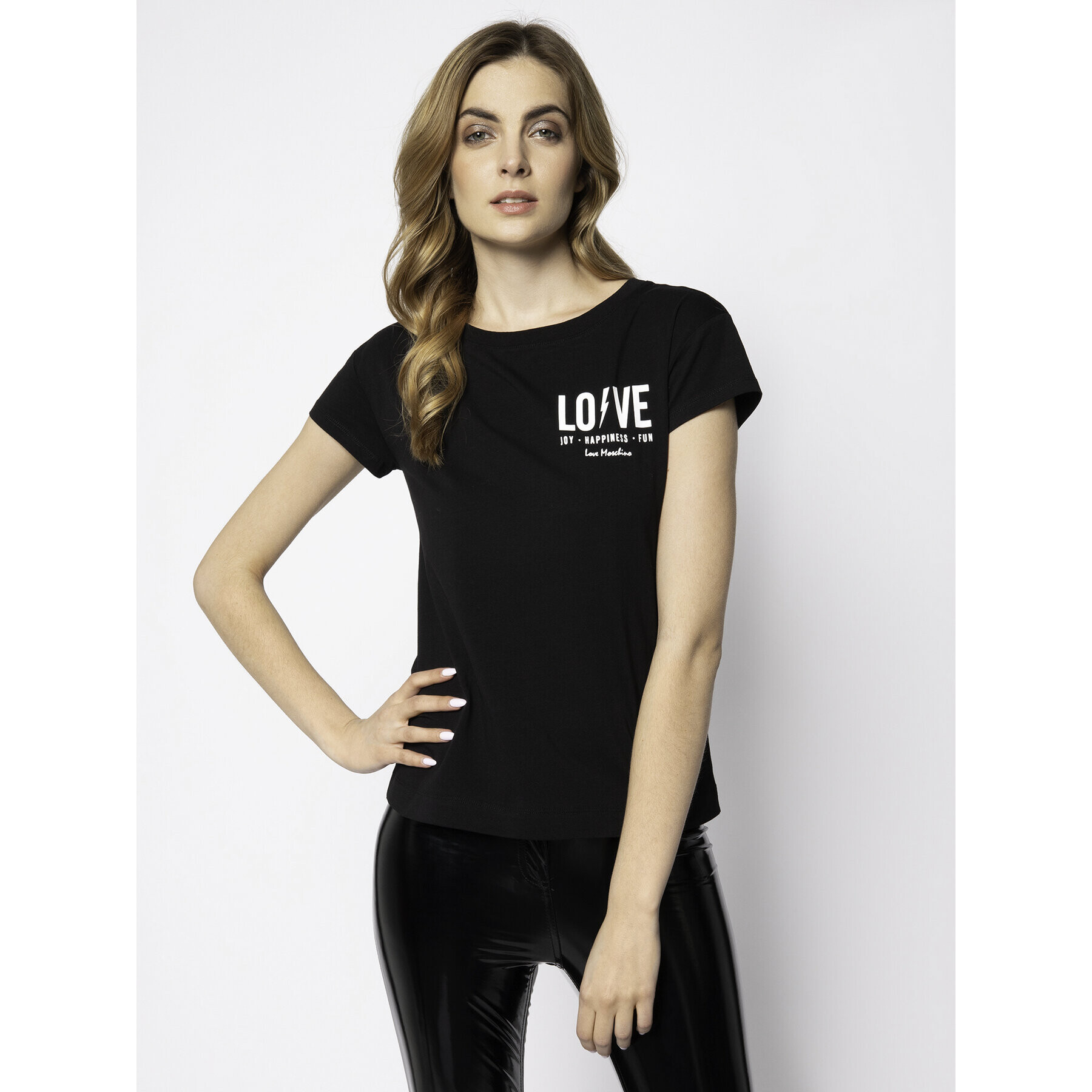 LOVE MOSCHINO Тишърт W4F301RE 1698 Черен Regular Fit - Pepit.bg