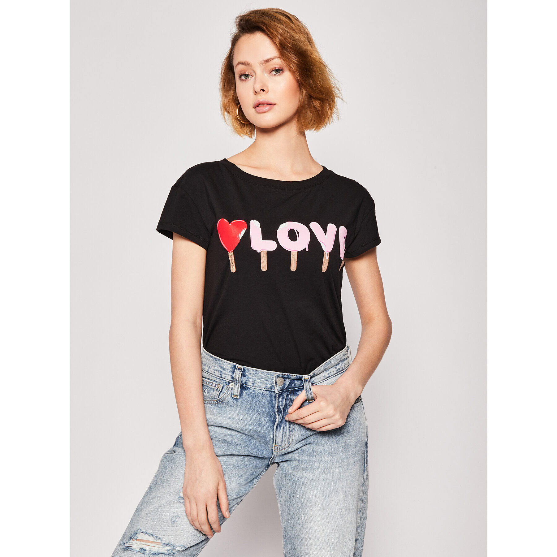LOVE MOSCHINO Тишърт W4F301UE 1698 Черен Regular Fit - Pepit.bg