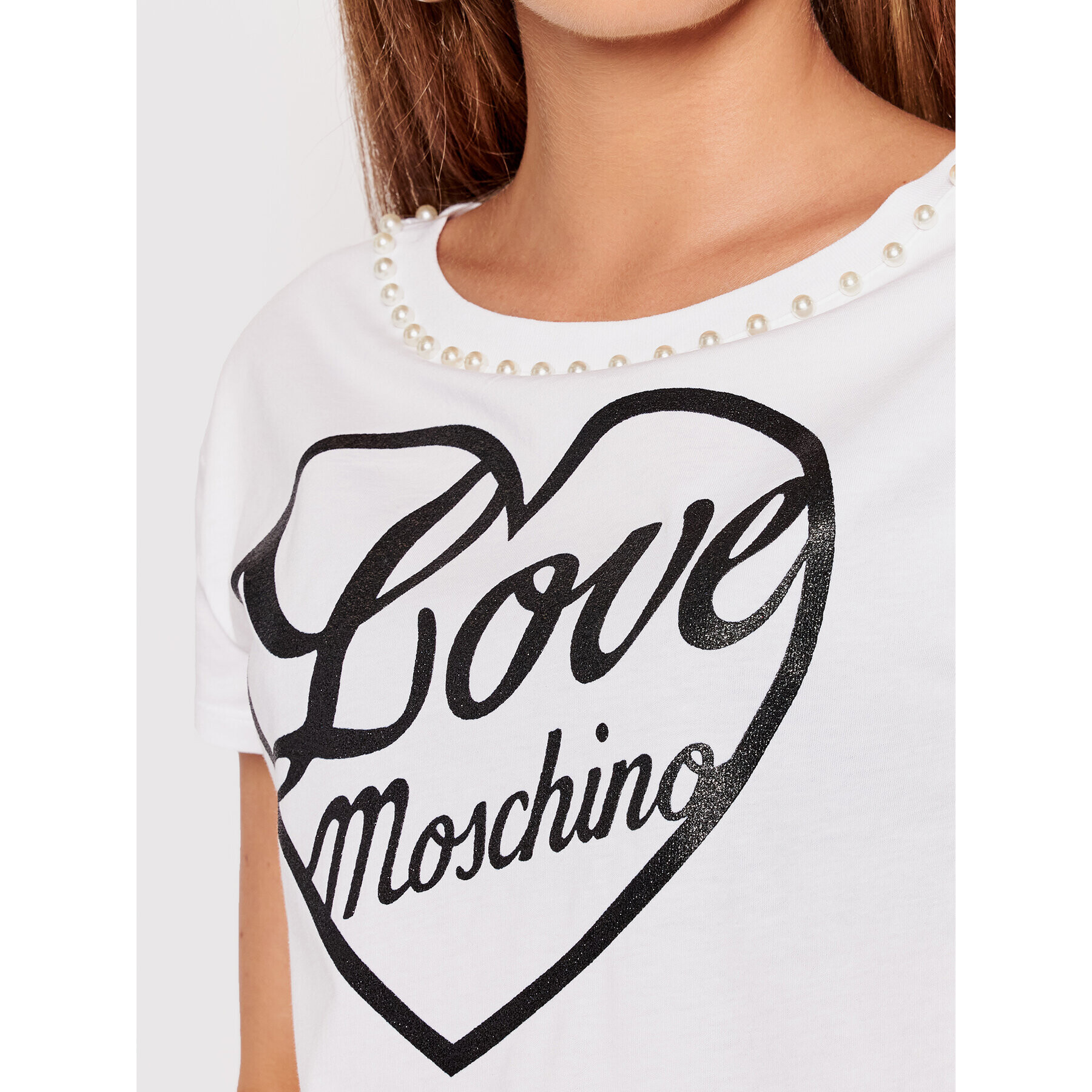 LOVE MOSCHINO Тишърт W4F302PM 3517 Бял Regular Fit - Pepit.bg