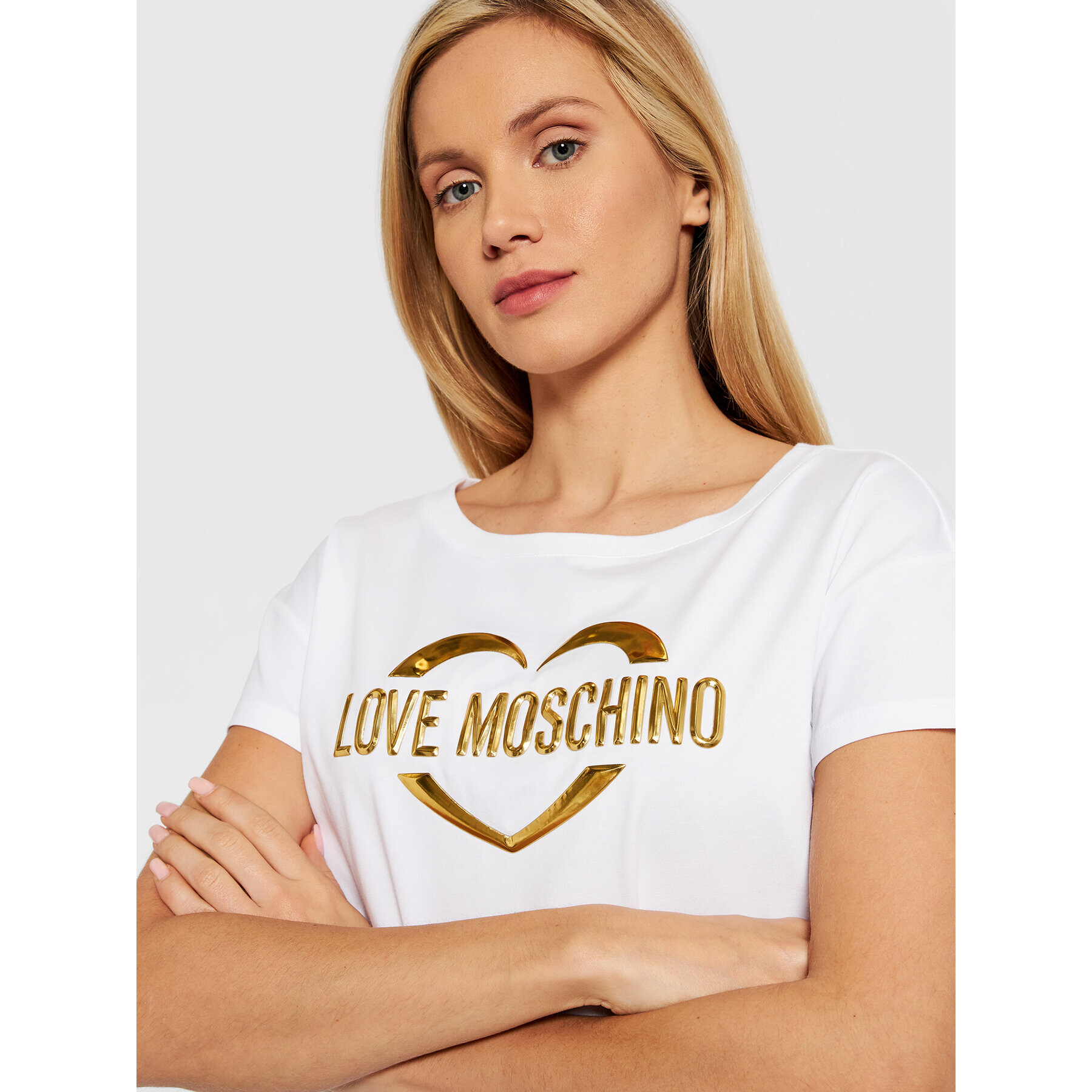 LOVE MOSCHINO Тишърт W4F302RE 1951 Бял Regular Fit - Pepit.bg