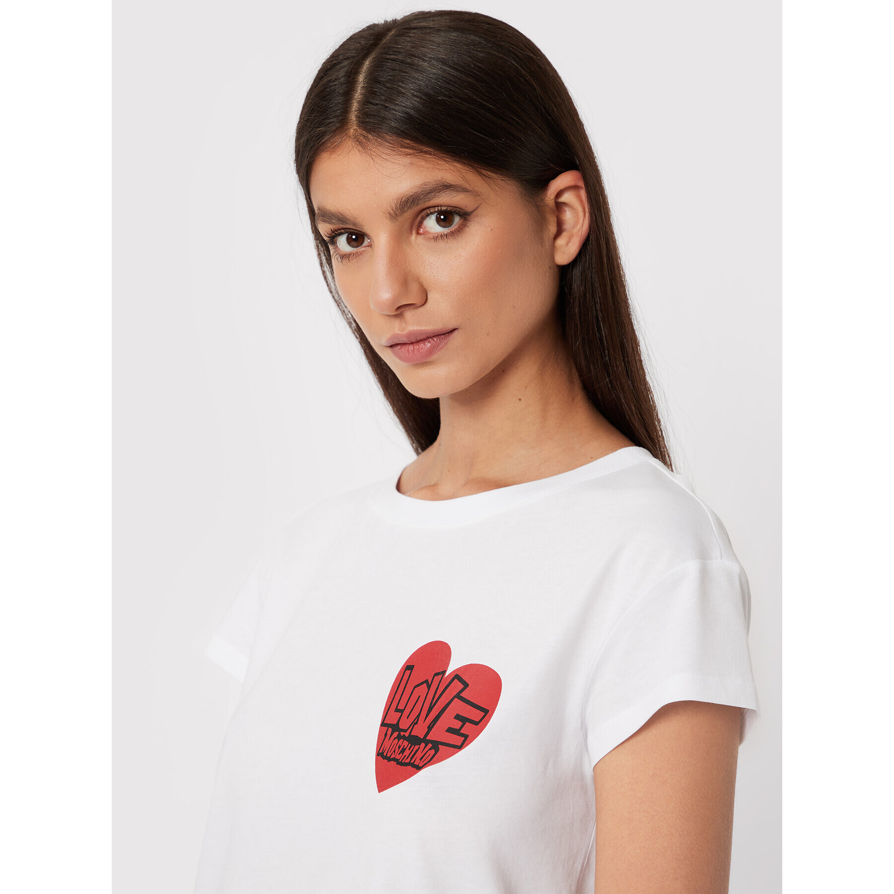 LOVE MOSCHINO Тишърт W4F303GM 3876 Бял Regular Fit - Pepit.bg