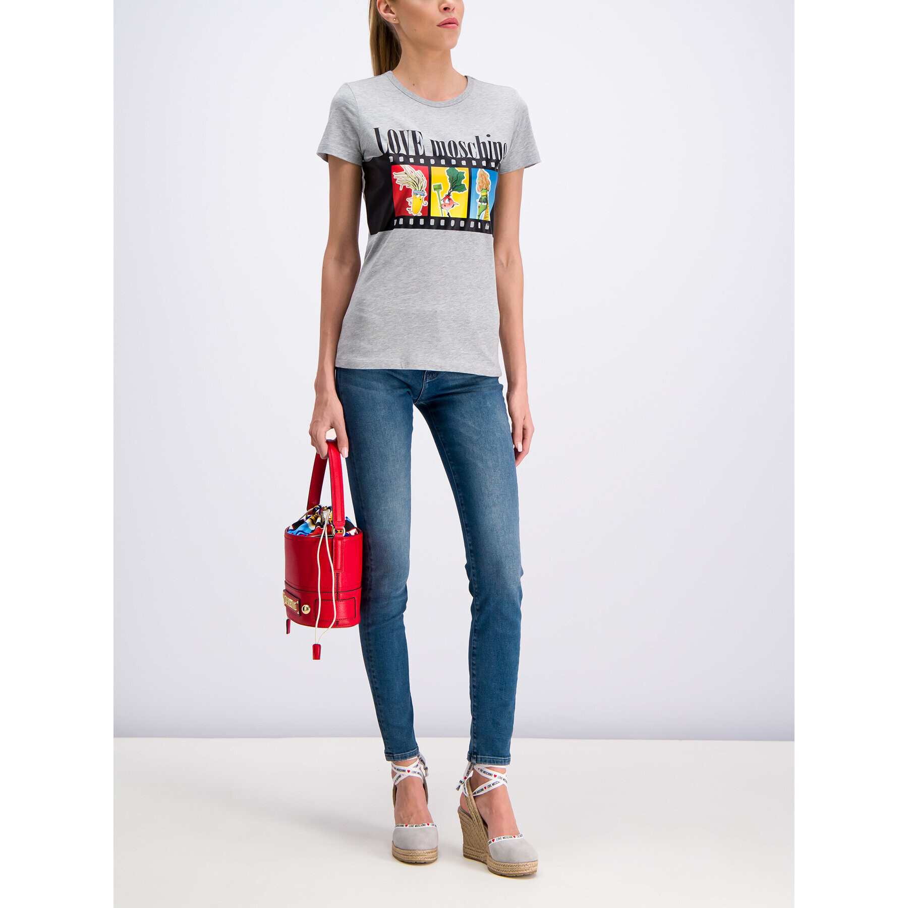 LOVE MOSCHINO Тишърт W4F7347M 3517 Сив Regular Fit - Pepit.bg