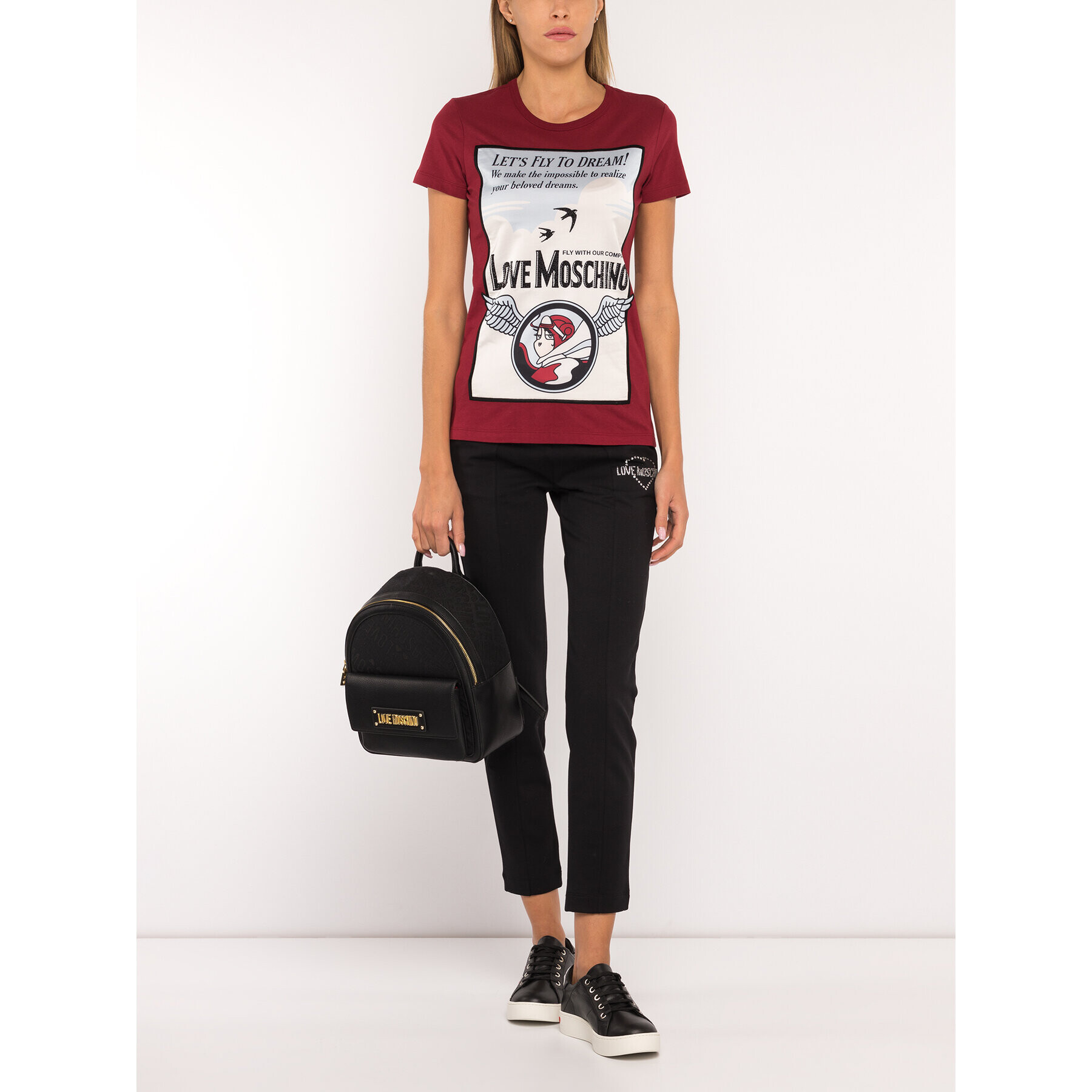 LOVE MOSCHINO Тишърт W4F7351M 3517 Бордо Regular Fit - Pepit.bg