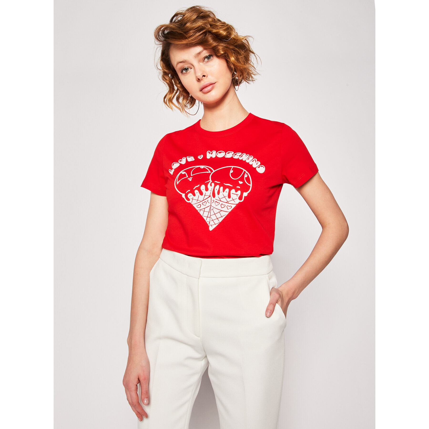 LOVE MOSCHINO Тишърт W4F7365M 3876 Червен Regular Fit - Pepit.bg