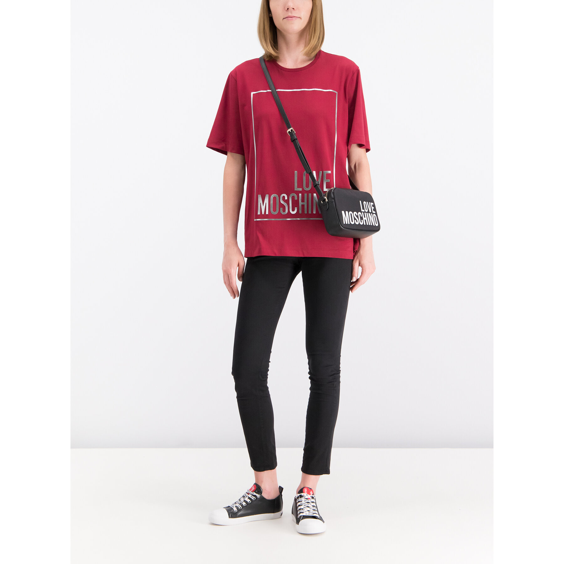 LOVE MOSCHINO Тишърт W4F8722M 3517 Бордо Oversize - Pepit.bg