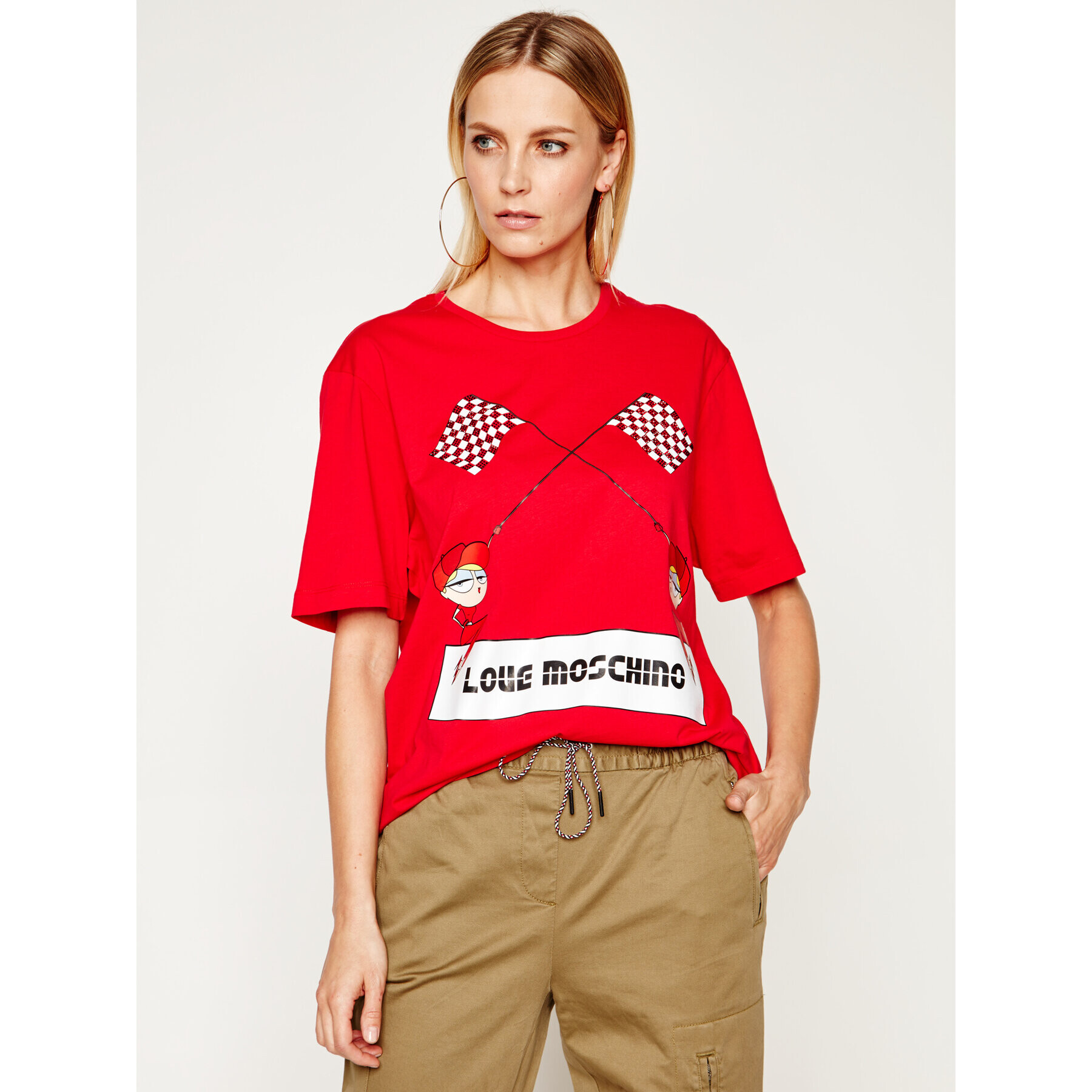 LOVE MOSCHINO Тишърт W4F8732M 3876 Червен Regular Fit - Pepit.bg