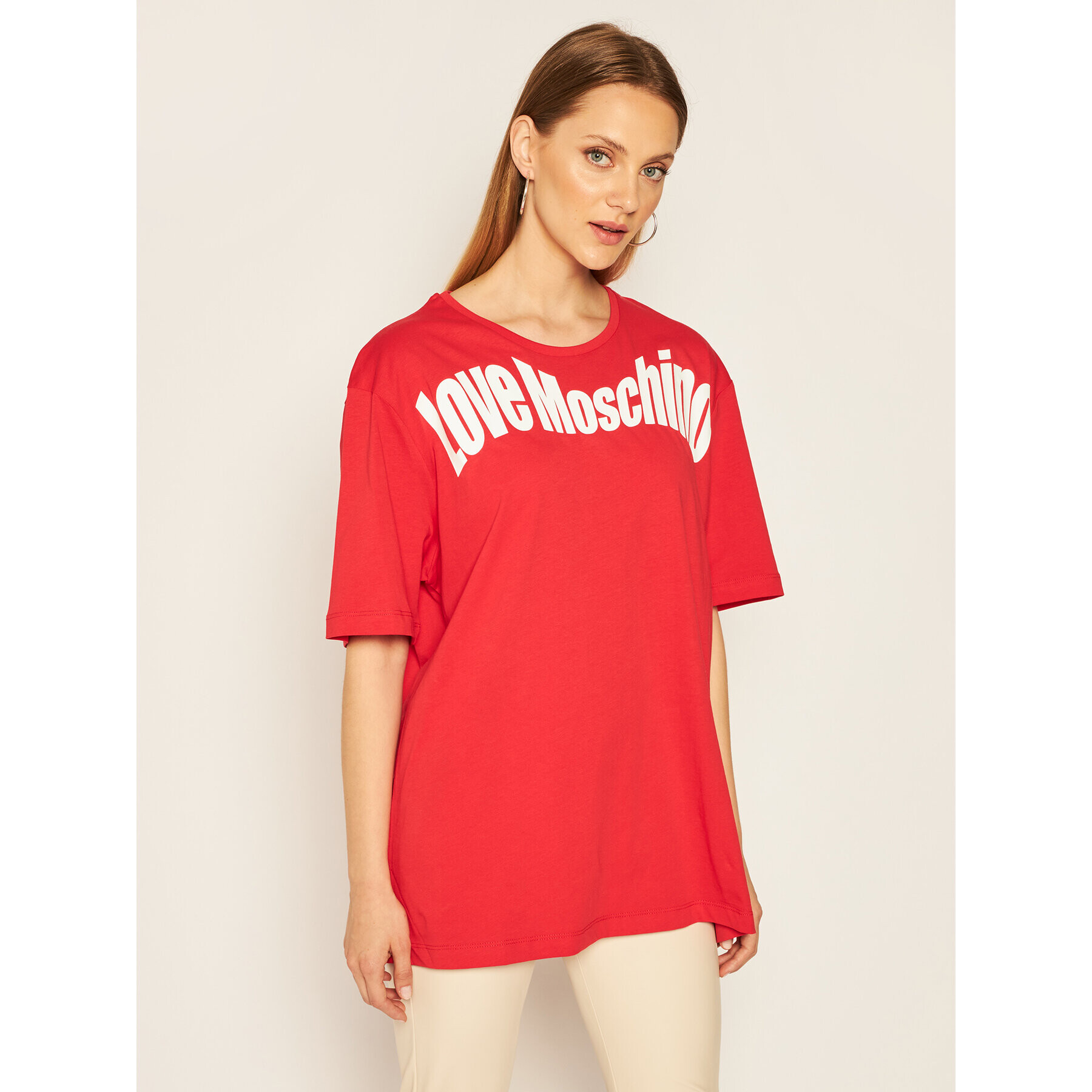 LOVE MOSCHINO Тишърт W4F8736M 3876 Червен Regular Fit - Pepit.bg