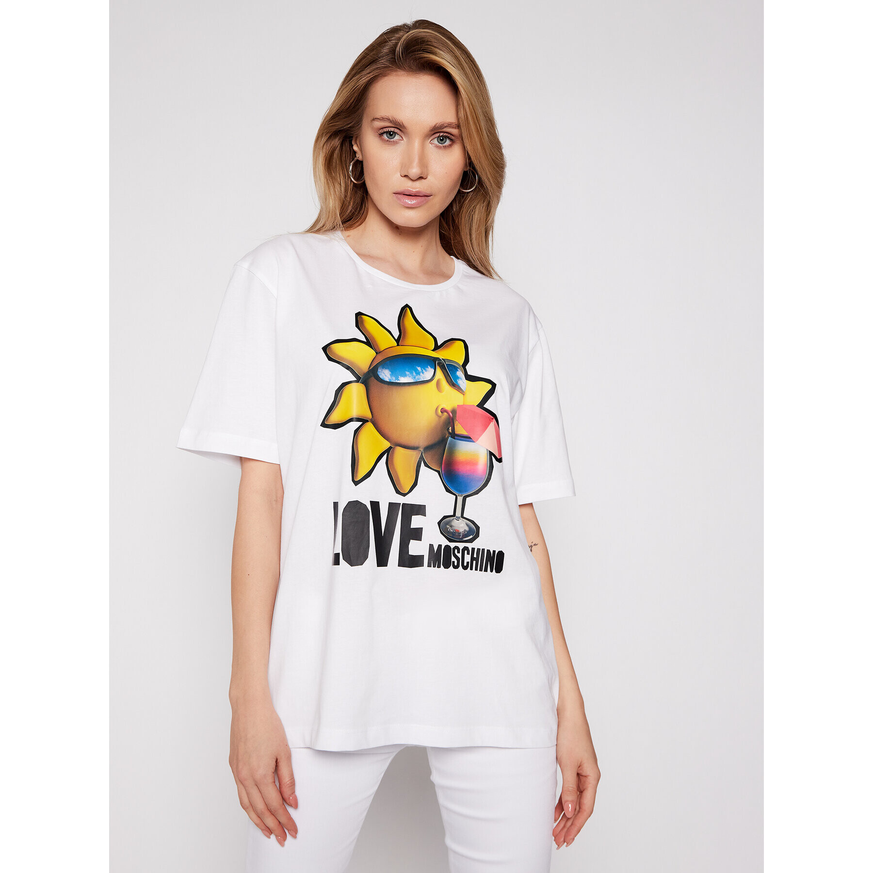 LOVE MOSCHINO Тишърт W4F8739M 3876 Бял Regular Fit - Pepit.bg