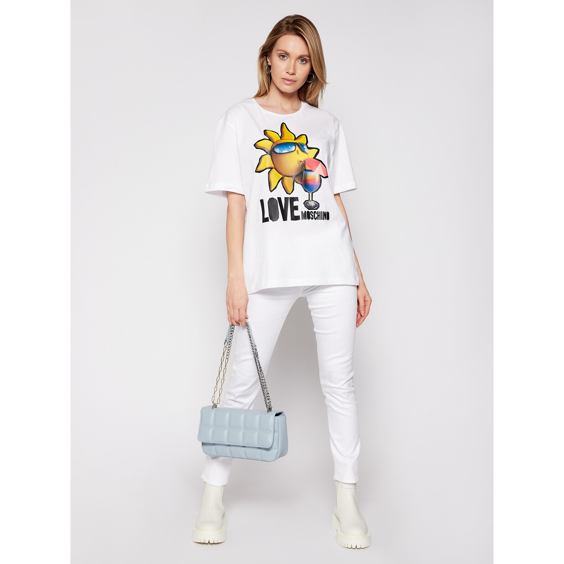 LOVE MOSCHINO Тишърт W4F8739M 3876 Бял Regular Fit - Pepit.bg