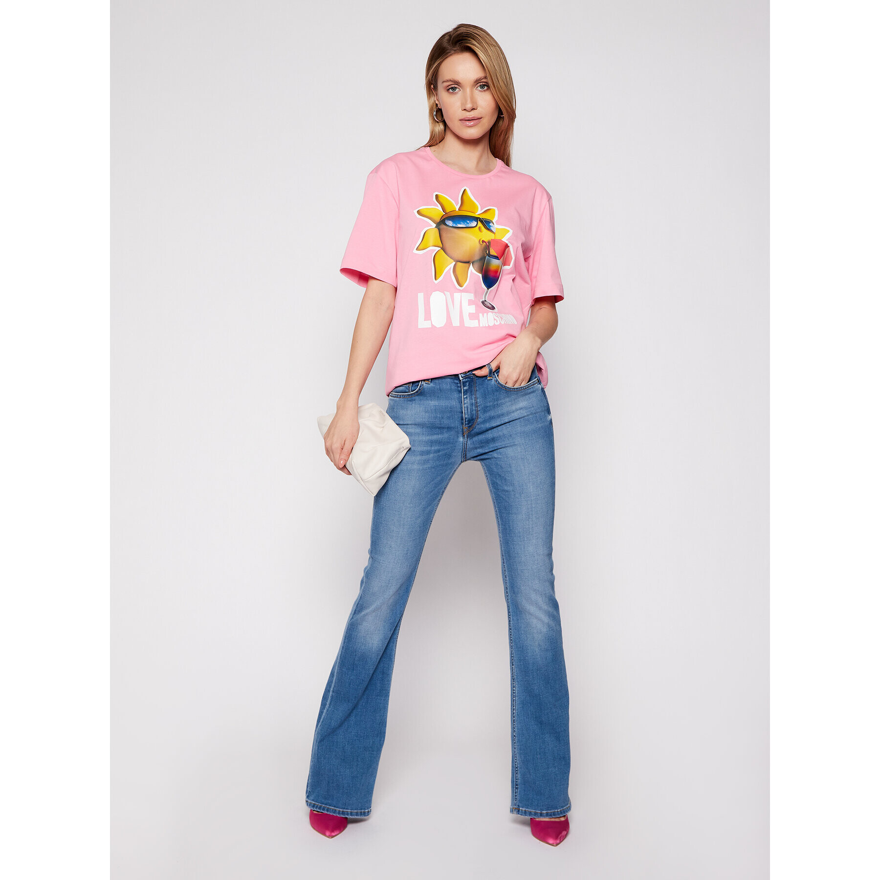 LOVE MOSCHINO Тишърт W4F8739M 3876 Розов Regular Fit - Pepit.bg