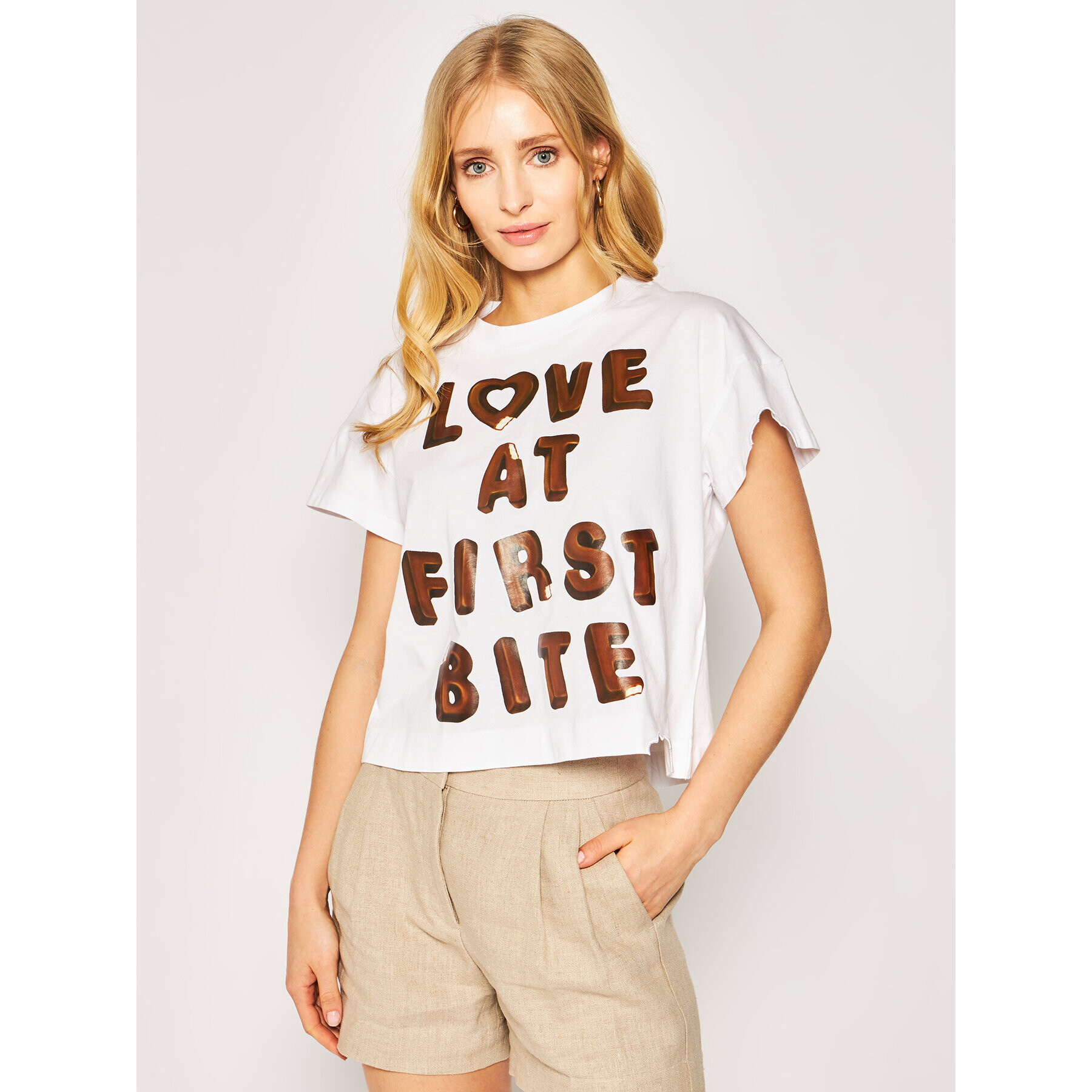 LOVE MOSCHINO Тишърт W4H0401M 3876 Бял Regular Fit - Pepit.bg