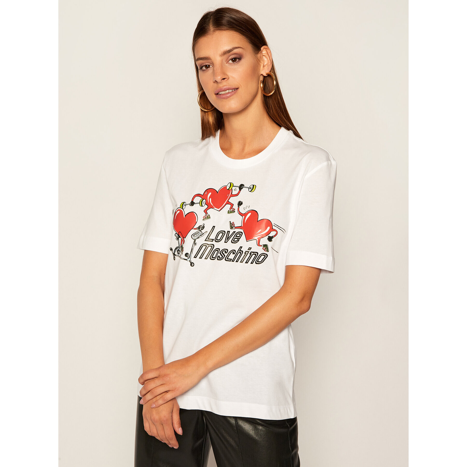 LOVE MOSCHINO Тишърт W4H0602M 3876 Бял Regular Fit - Pepit.bg