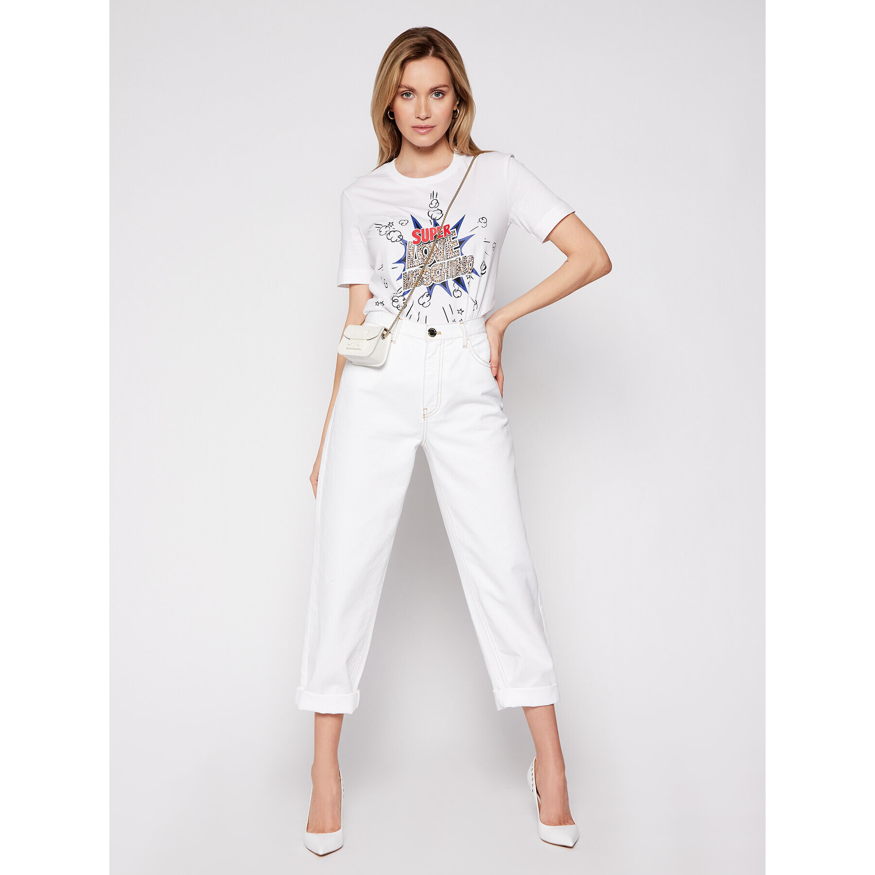 LOVE MOSCHINO Тишърт W4H0608M 3876 Бял Regular Fit - Pepit.bg