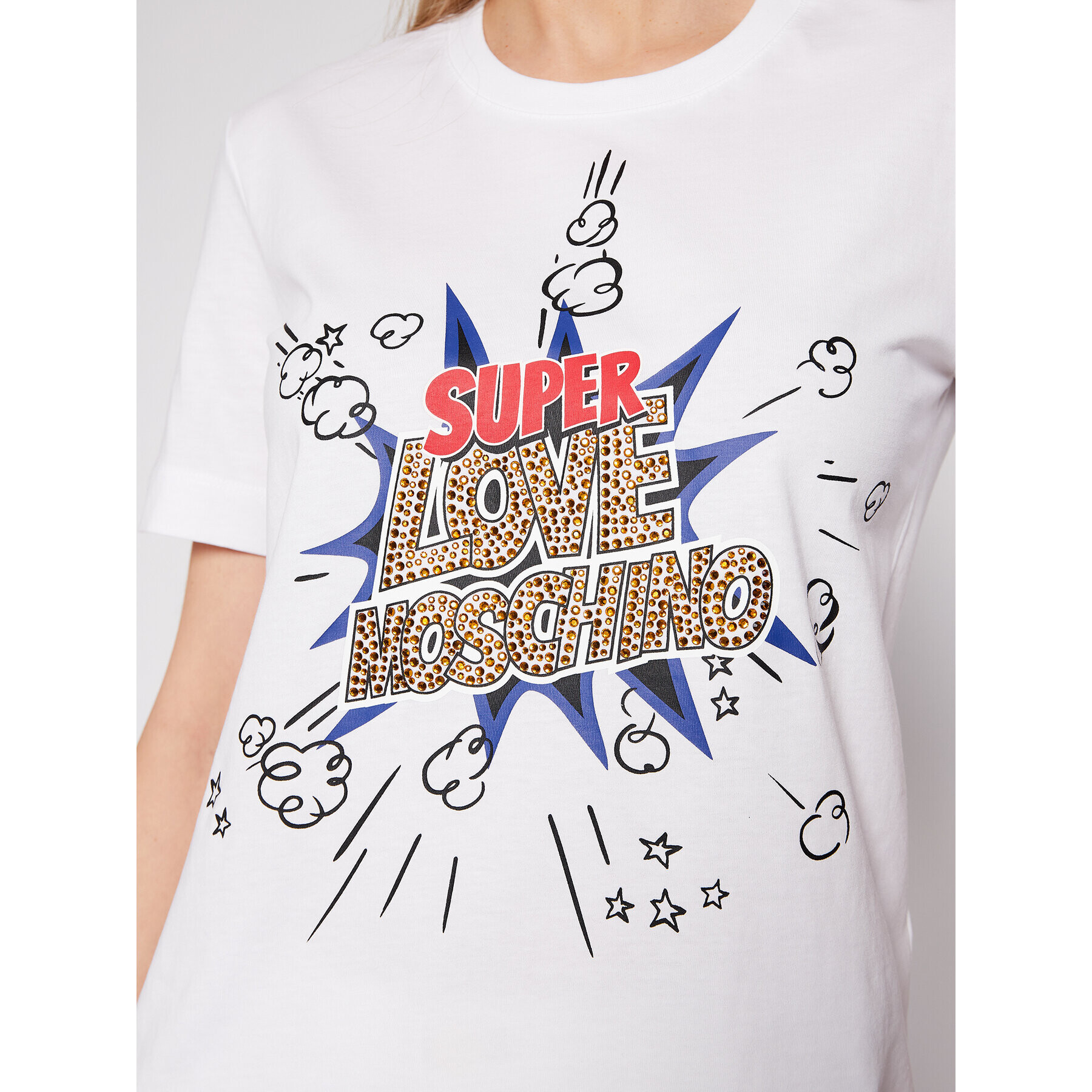 LOVE MOSCHINO Тишърт W4H0608M 3876 Бял Regular Fit - Pepit.bg