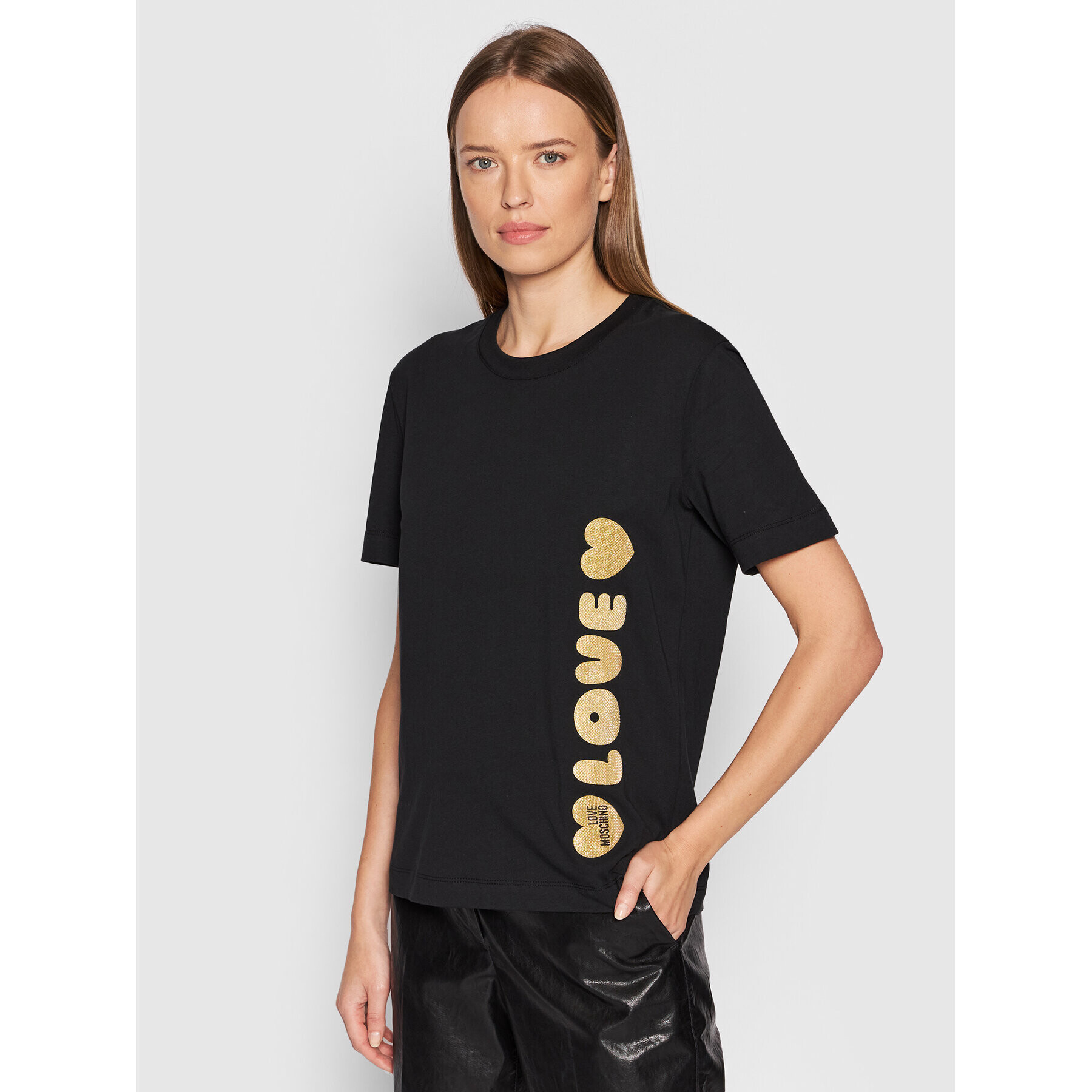 LOVE MOSCHINO Тишърт W4H0616M 3876 Черен Regular Fit - Pepit.bg