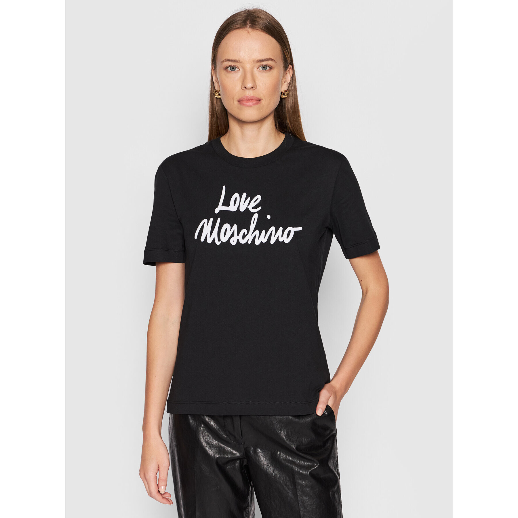 LOVE MOSCHINO Тишърт W4H0618M 3876 Черен Regular Fit - Pepit.bg