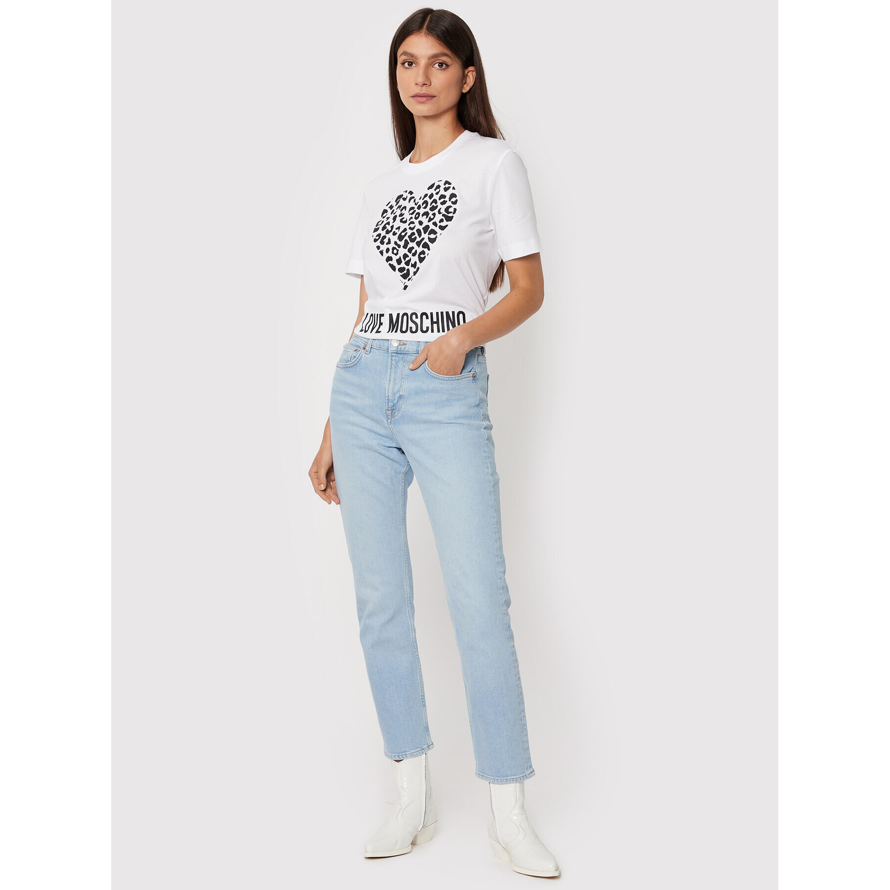 LOVE MOSCHINO Тишърт W4H0627M 3876 Бял Regular Fit - Pepit.bg