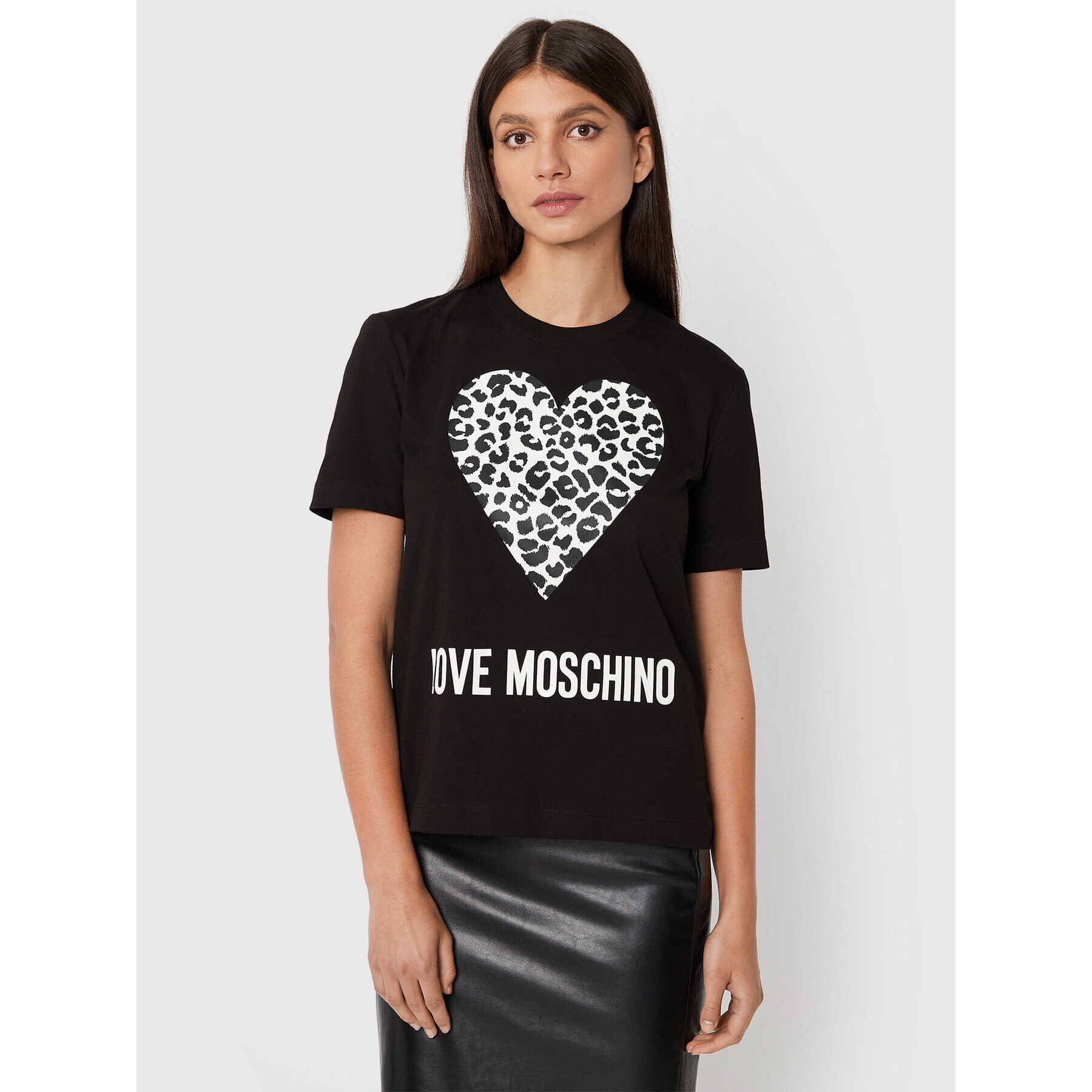 LOVE MOSCHINO Тишърт W4H0627M 3876 Черен Regular Fit - Pepit.bg