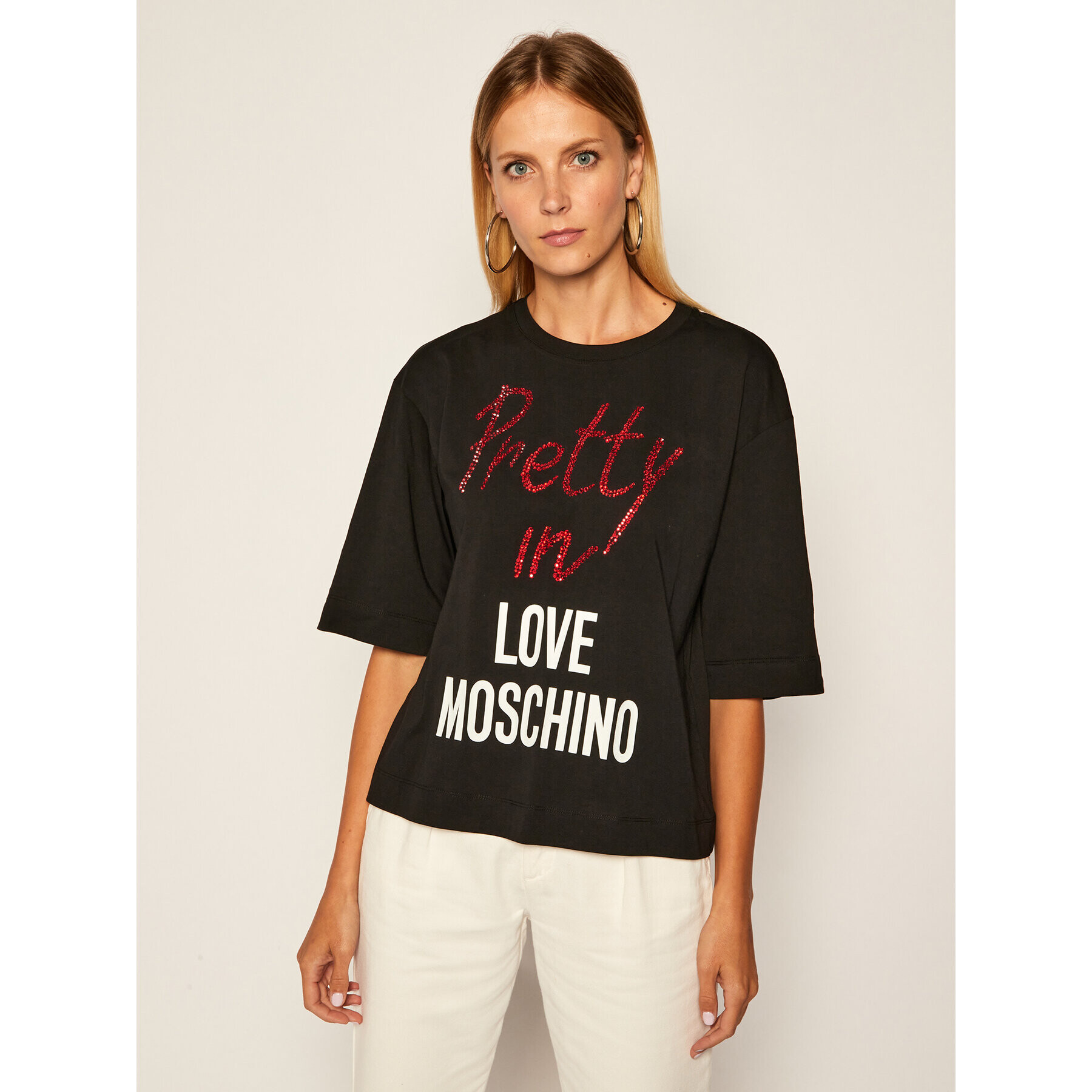 LOVE MOSCHINO Тишърт W4H0903M 3876 Черен Oversize - Pepit.bg