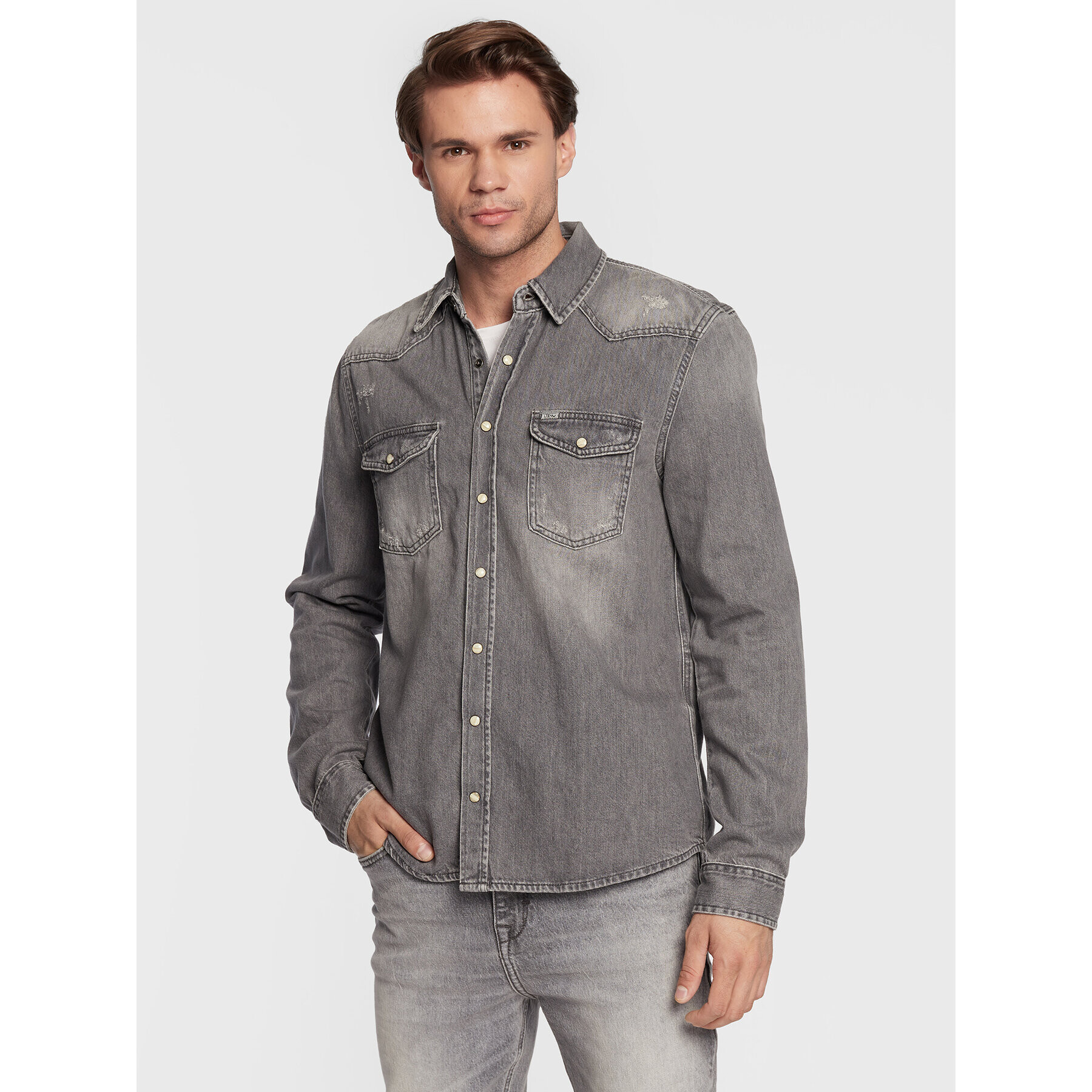LTB дънкова риза Rohan 60475 15235 Сив Slim Fit - Pepit.bg