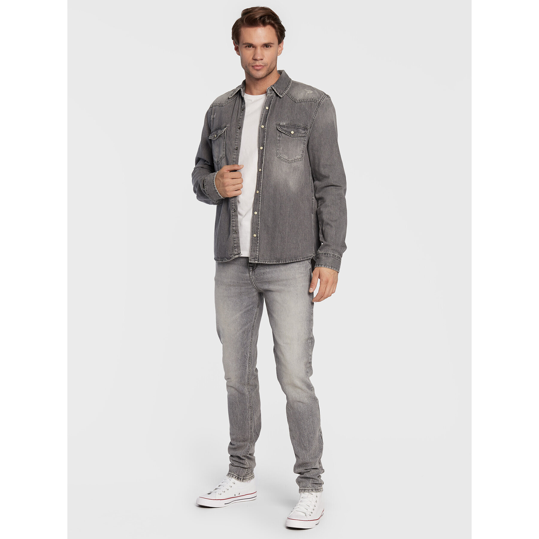LTB дънкова риза Rohan 60475 15235 Сив Slim Fit - Pepit.bg