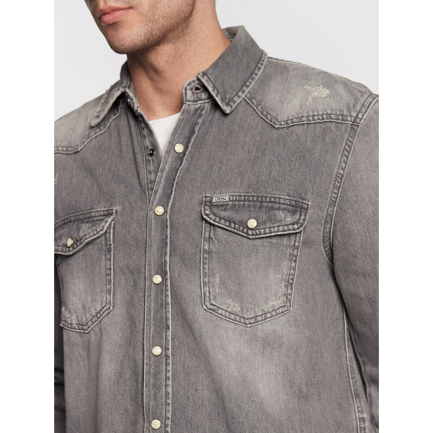 LTB дънкова риза Rohan 60475 15235 Сив Slim Fit - Pepit.bg