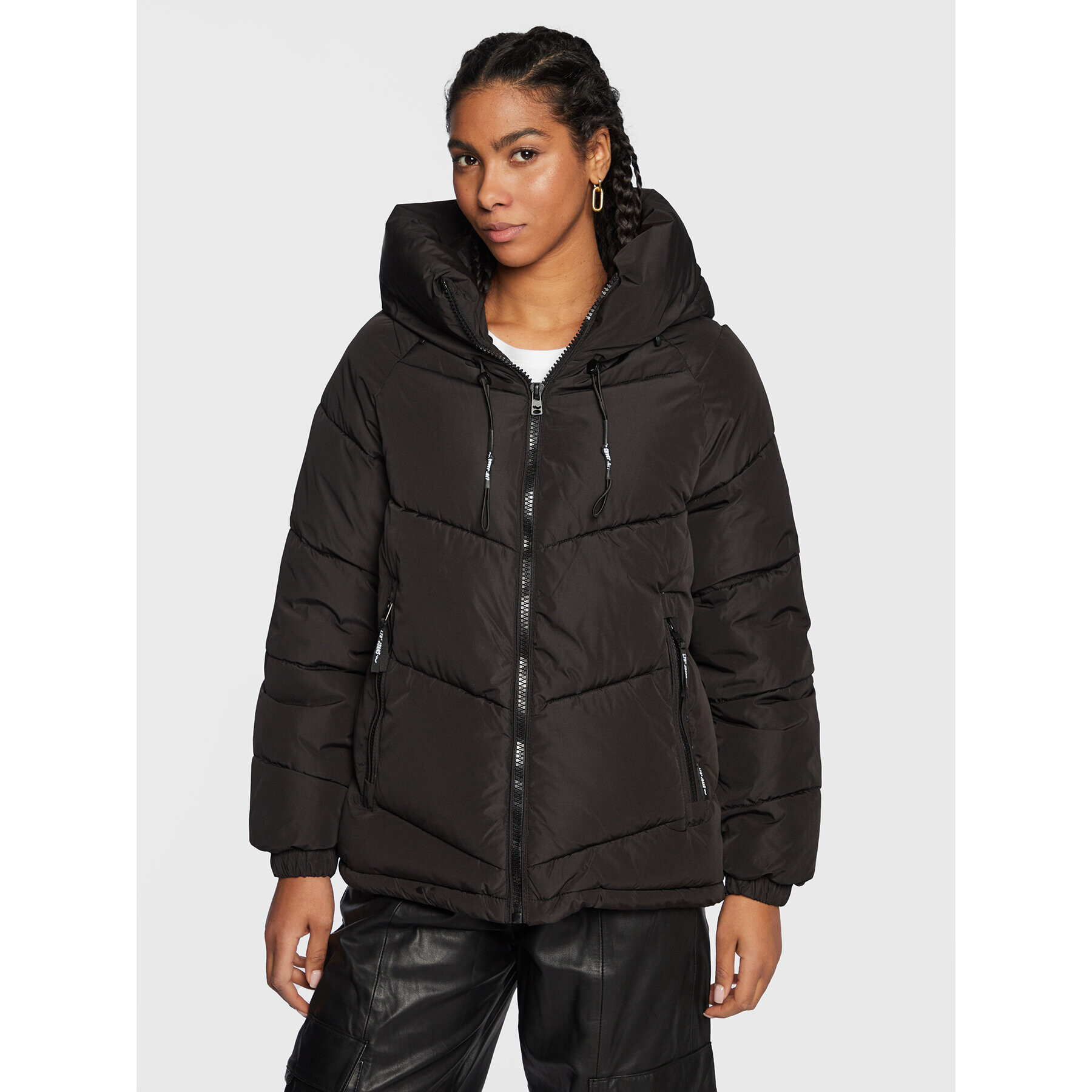 LTB Пухено яке Zaromo 44052 25018 Черен Regular Fit - Pepit.bg