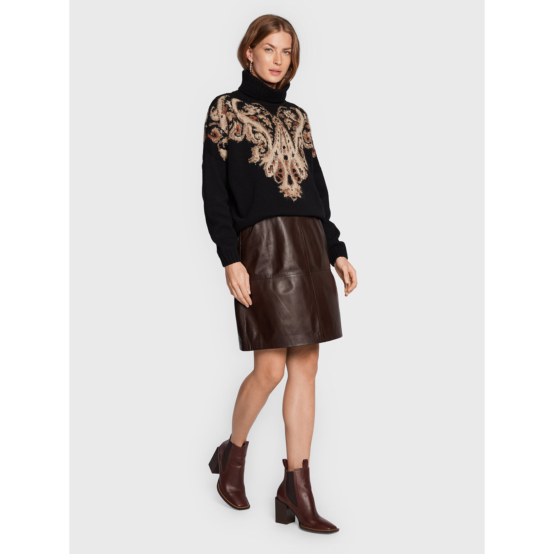 Luisa Spagnoli Кожена пола Felce 5377437 Кафяв Regular Fit - Pepit.bg