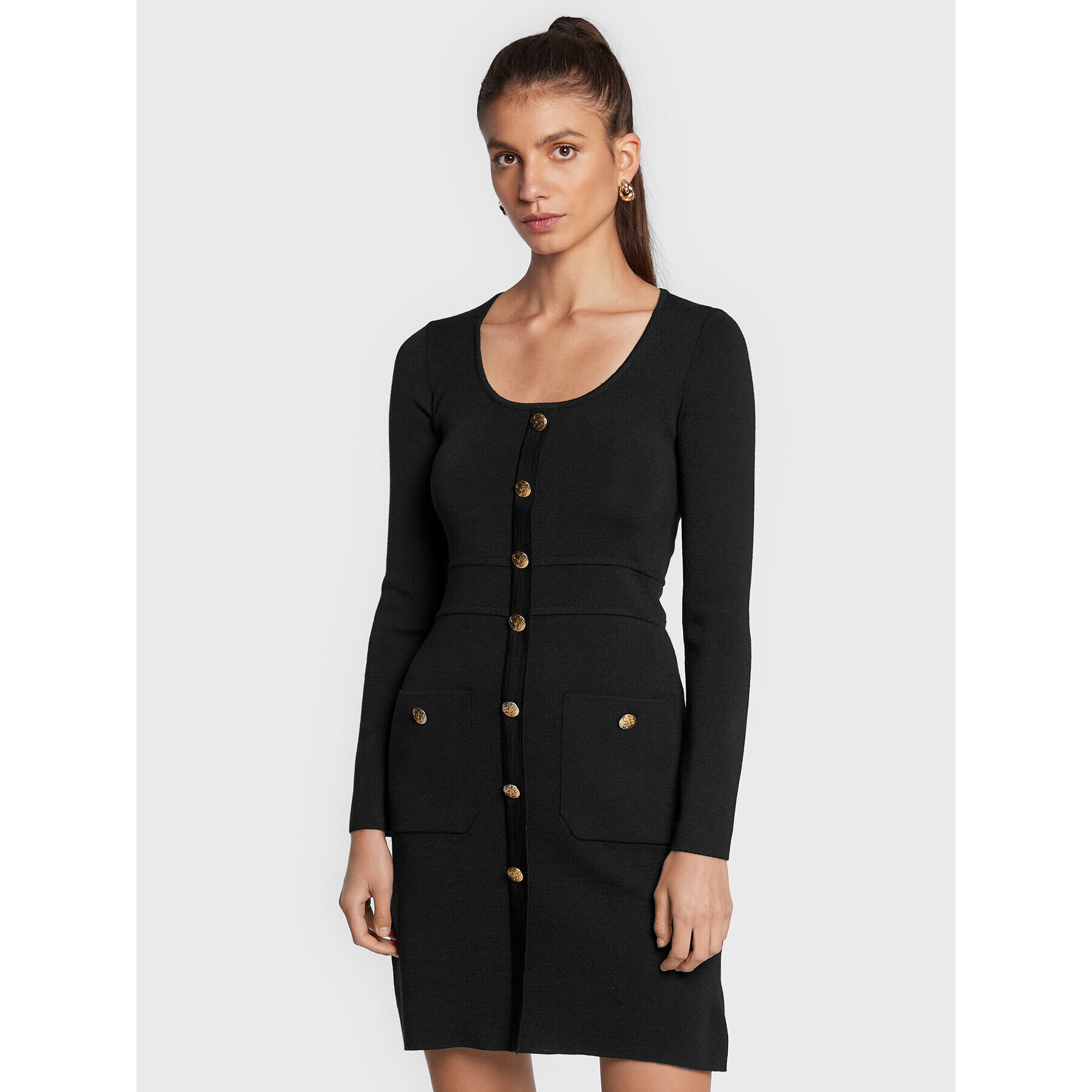 Luisa Spagnoli Плетена рокля Monolite 0576603 Черен Regular Fit - Pepit.bg