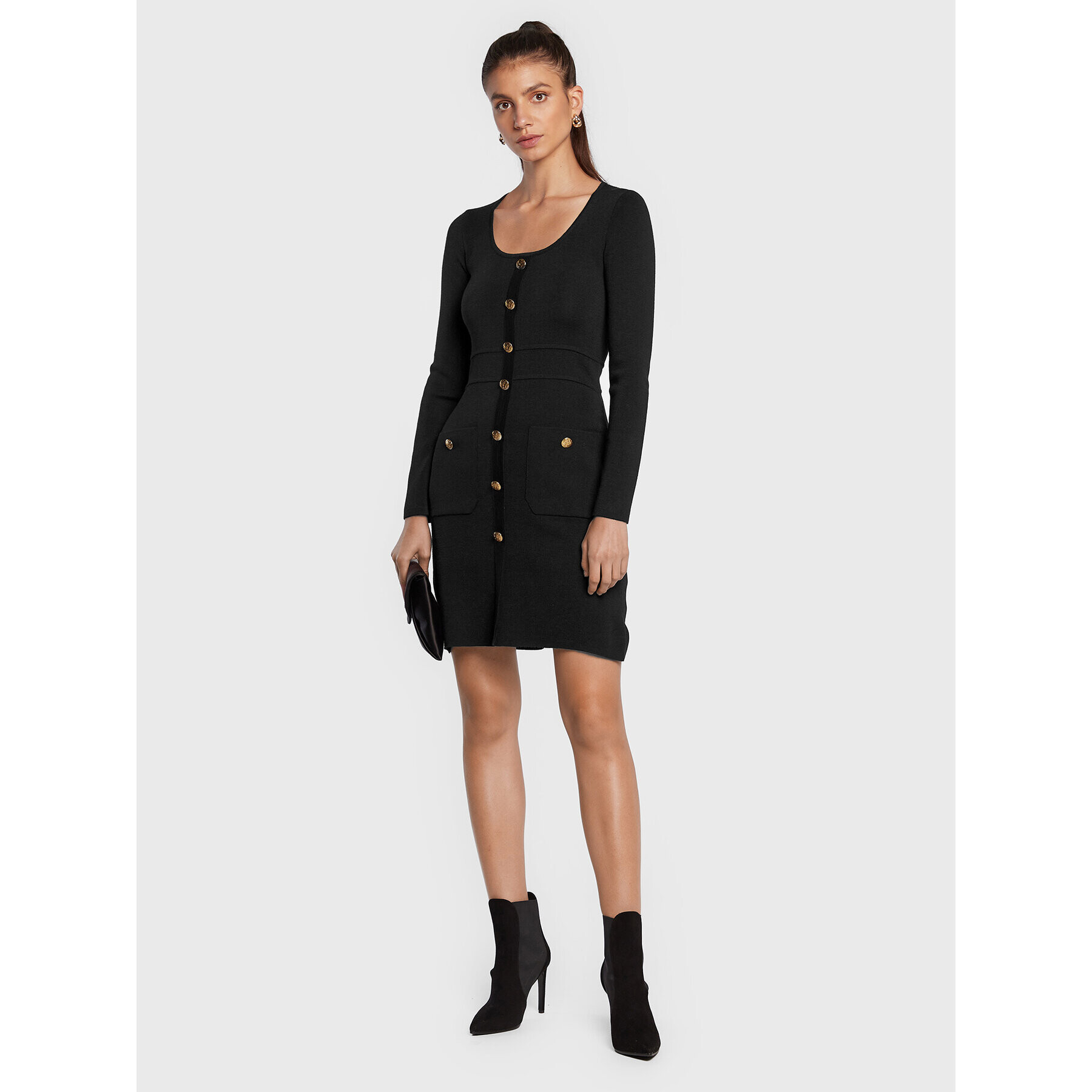 Luisa Spagnoli Плетена рокля Monolite 0576603 Черен Regular Fit - Pepit.bg