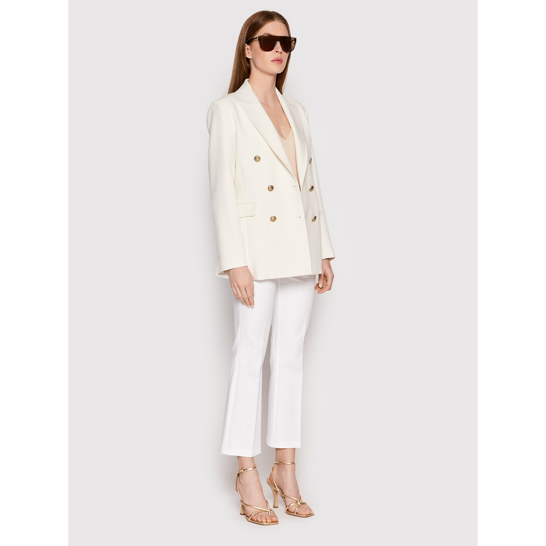 Luisa Spagnoli Текстилни панталони Anacleto 539069 Бял Regular Fit - Pepit.bg