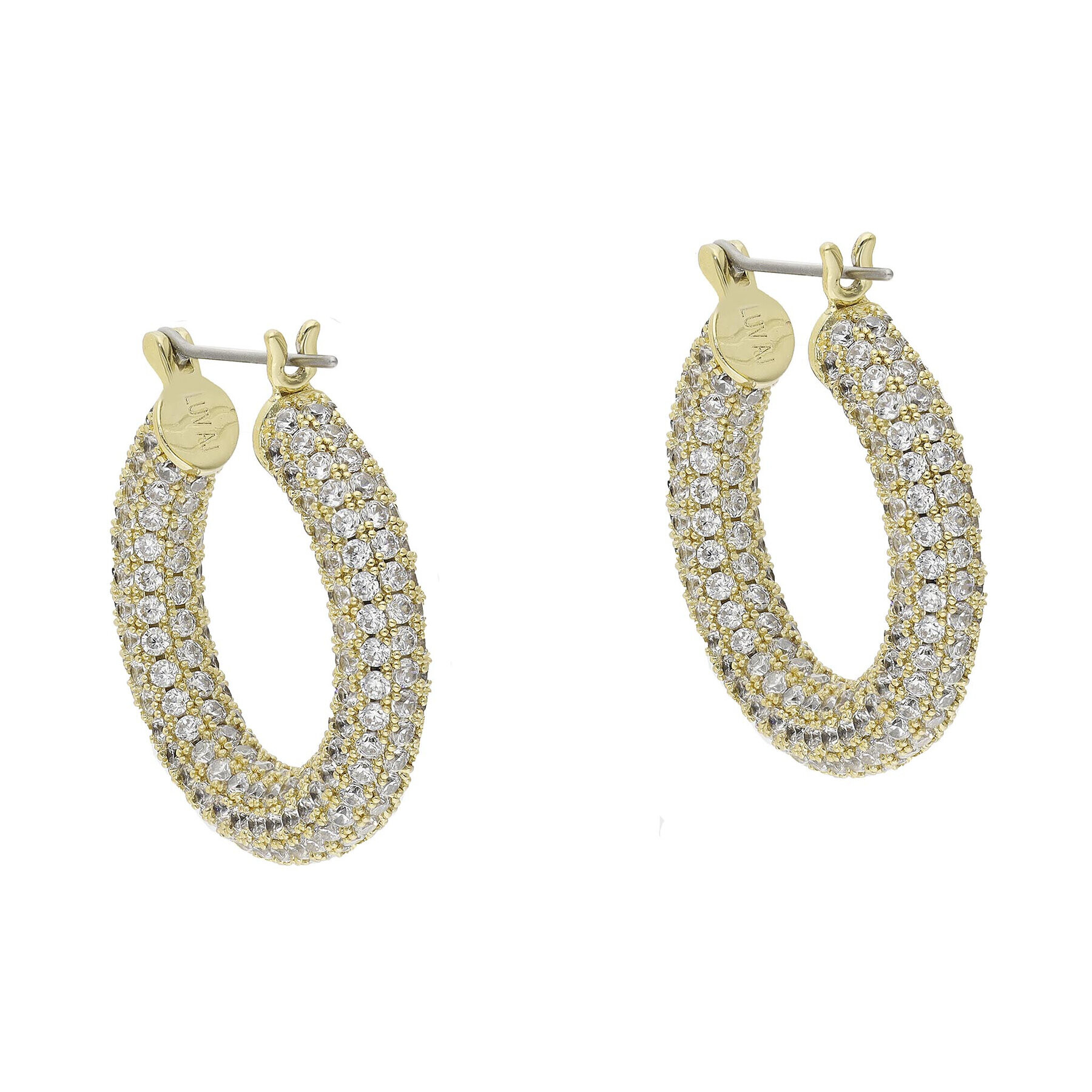 Luv AJ Обици Pave Baby Amalfi Hoops PH18-PBAH-G Златист - Pepit.bg