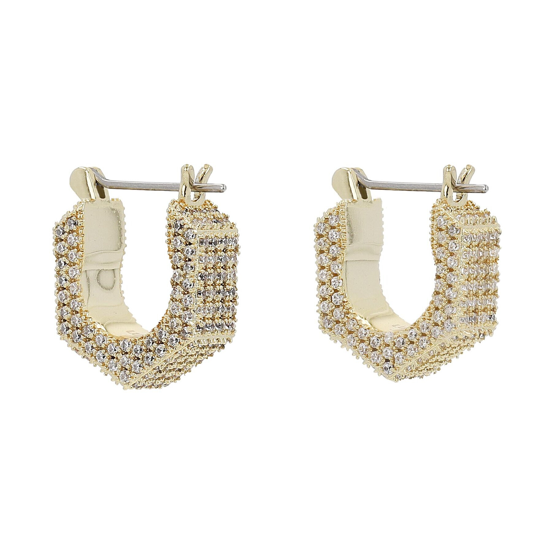 Luv AJ Обици Pave Hex Bolt Huggies HOL22-E-PHBH-G Златист - Pepit.bg